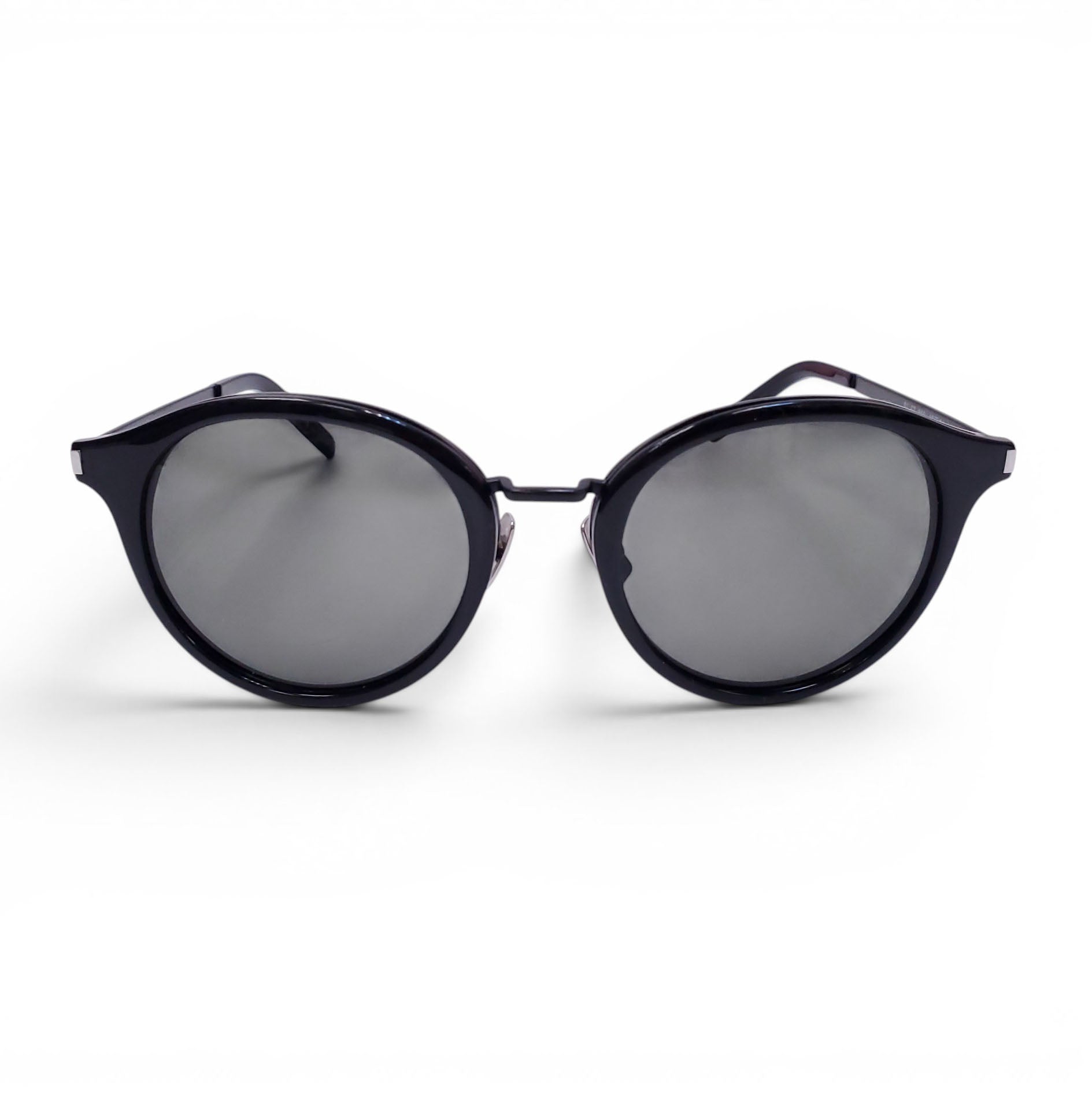 SAINT LAURENT BLACK ROUND METAL SUNGLASSES
