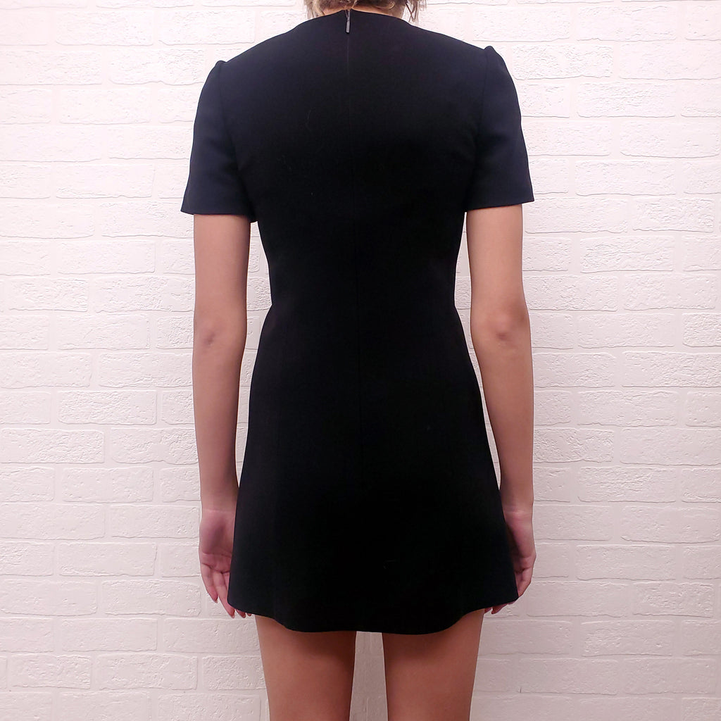 SAINT LAURENT BLACK SHORT SLEEVE DRESS - SIZE S