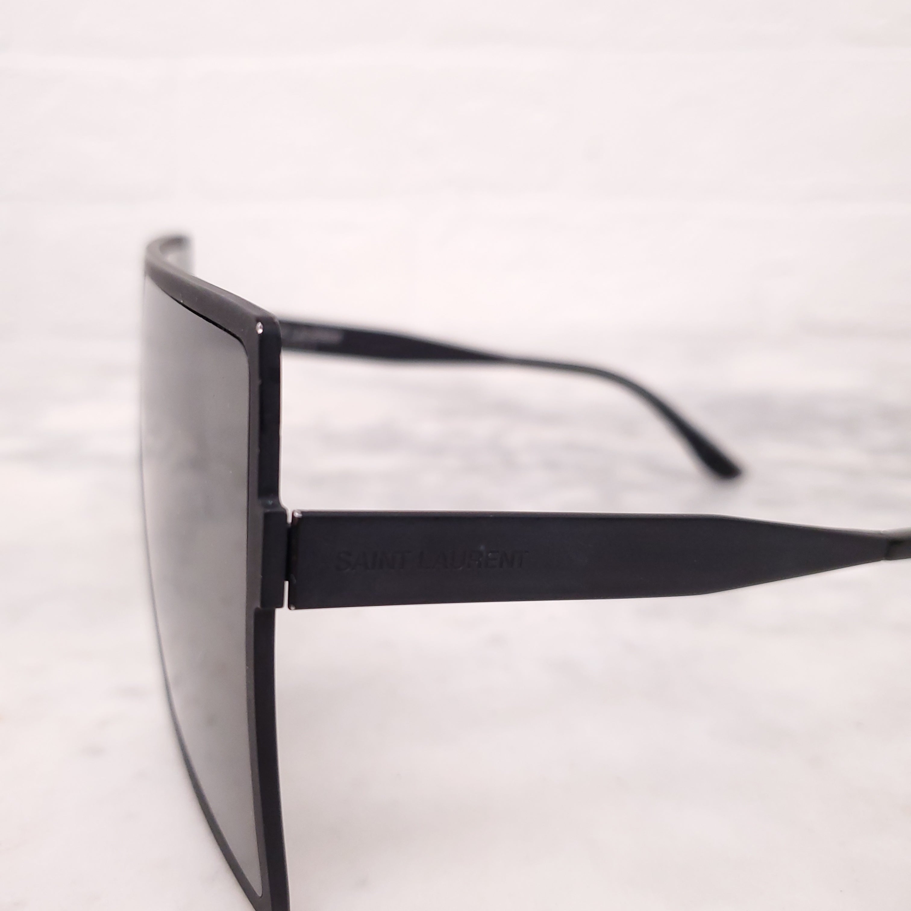 SAINT LAURENT BLACK SQUARE 'BETTY' SHIELD SUNGLASSES