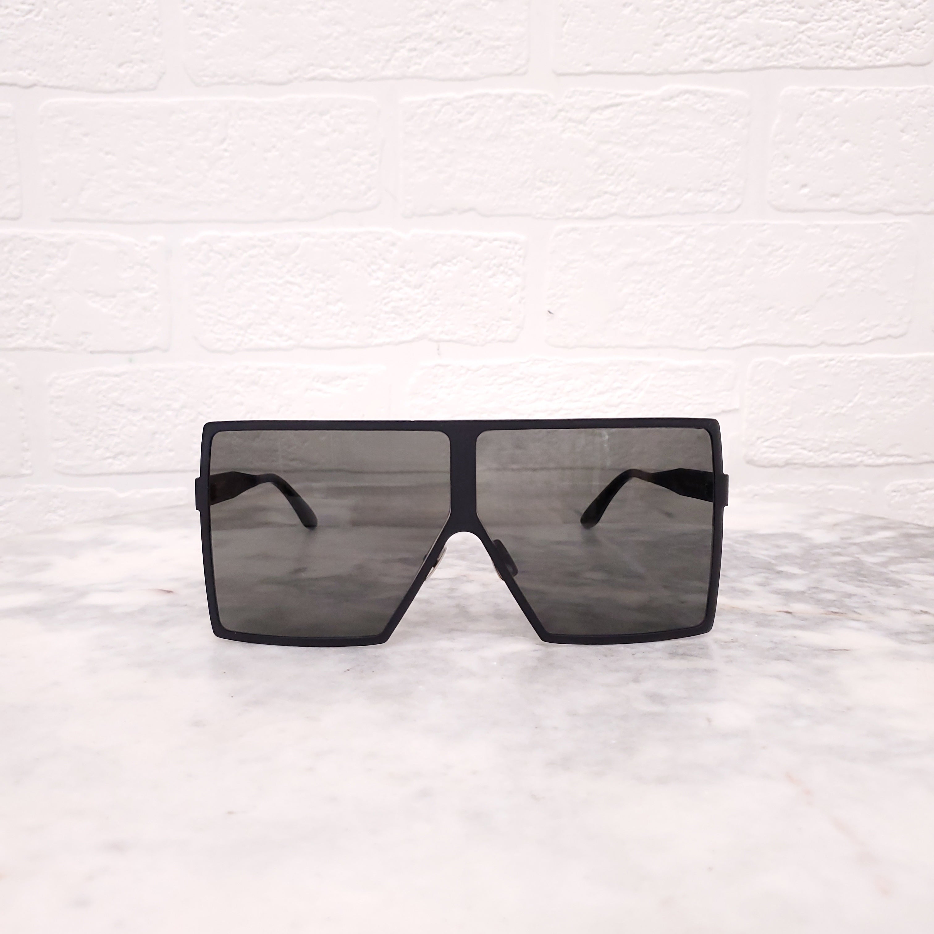SAINT LAURENT BLACK SQUARE 'BETTY' SHIELD SUNGLASSES