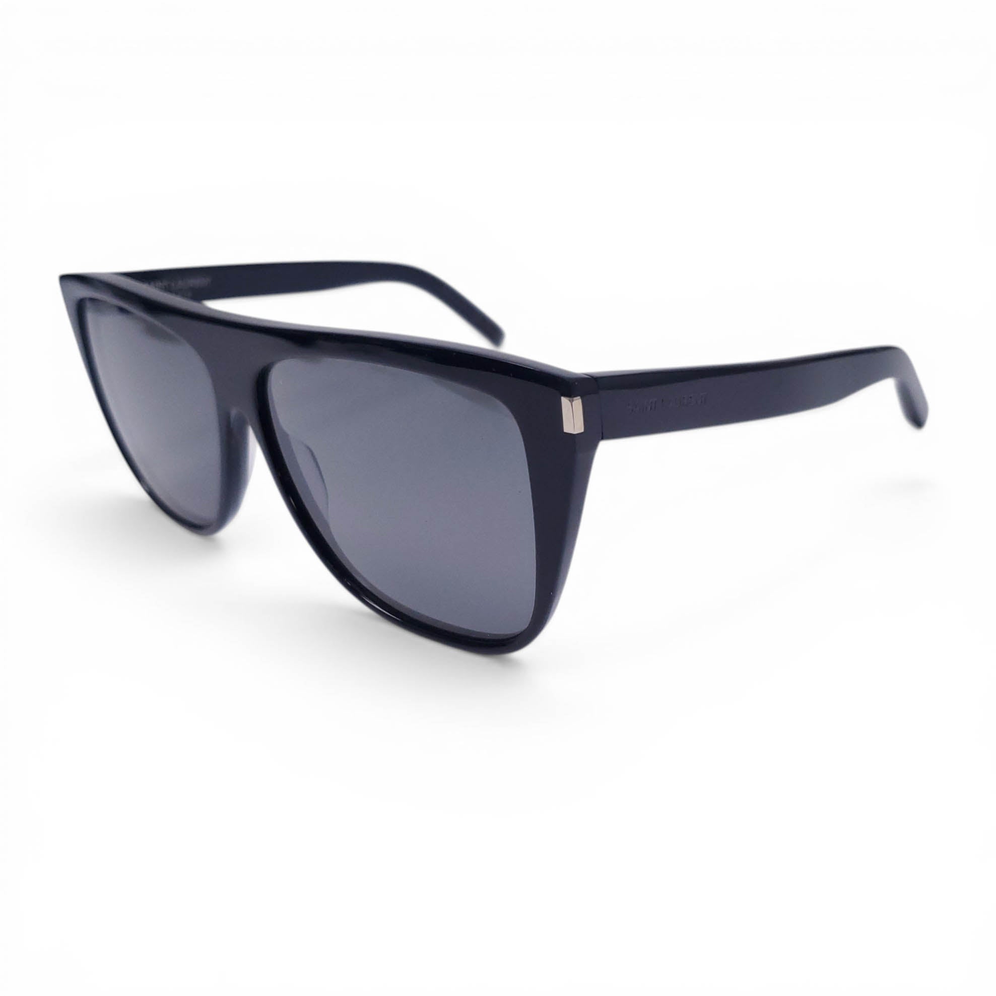 SAINT LAURENT BLACK SUNGLASSES WITH METAL DETAIL