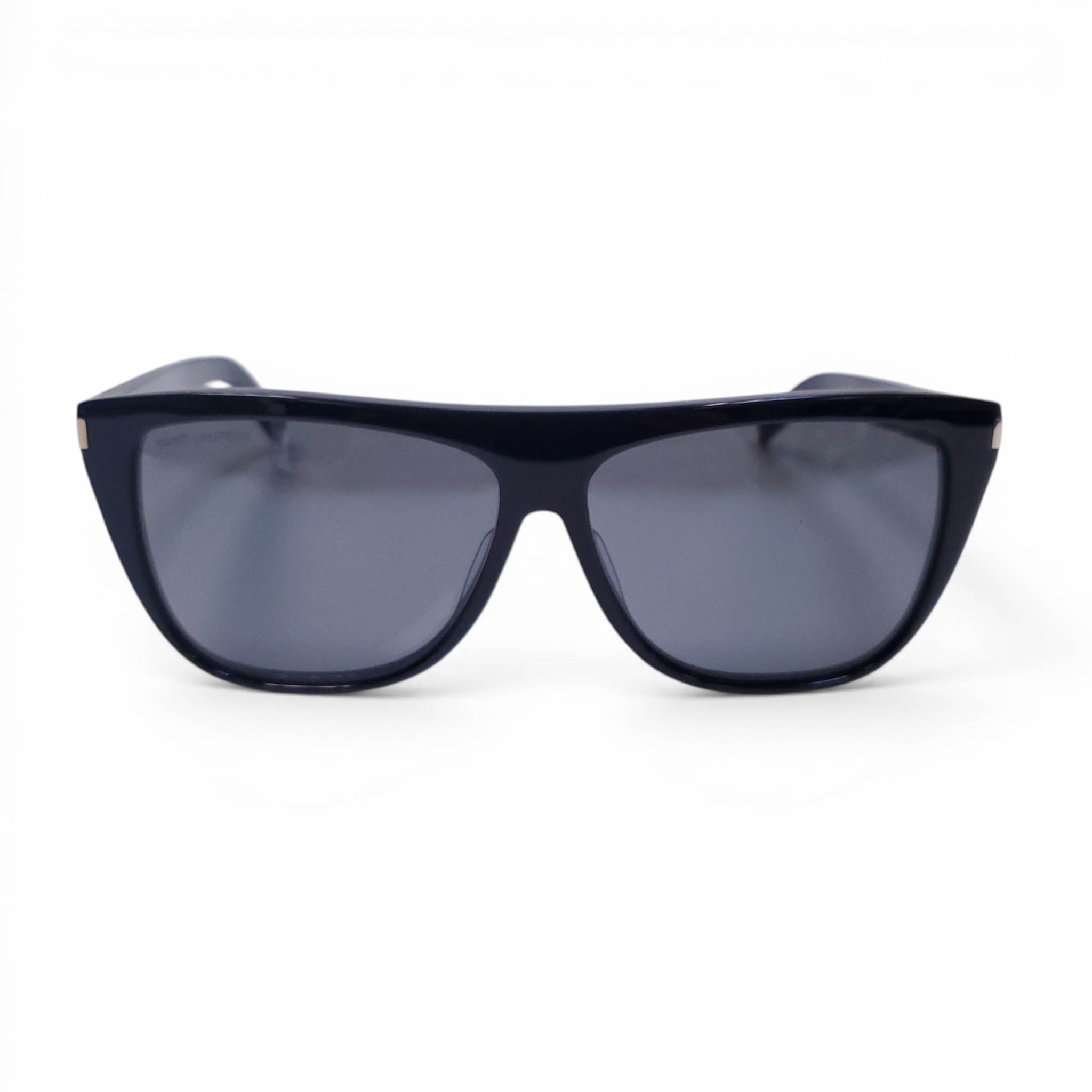 SAINT LAURENT BLACK SUNGLASSES WITH METAL DETAIL