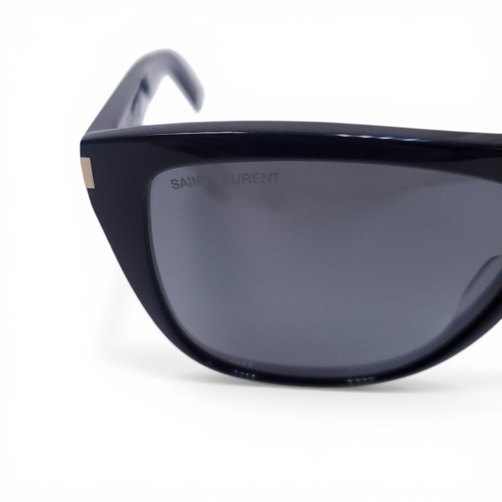 SAINT LAURENT BLACK SUNGLASSES WITH METAL DETAIL