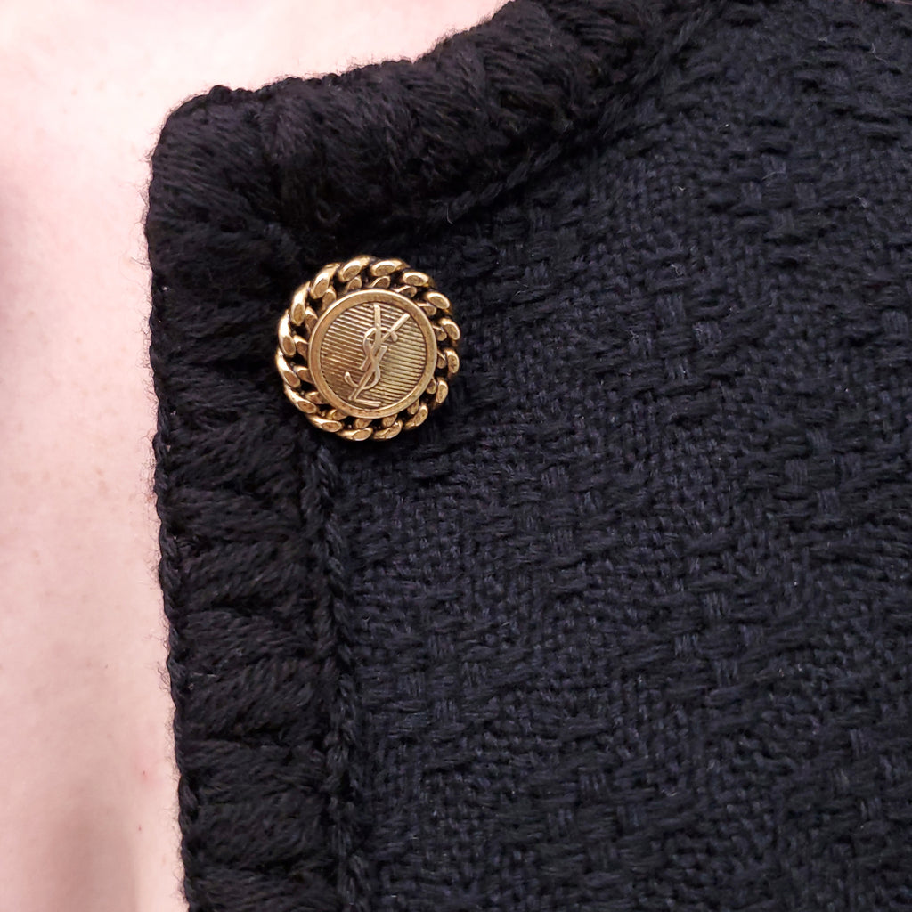 SAINT LAURENT BLACK TWEED JACKET - SIZE 36