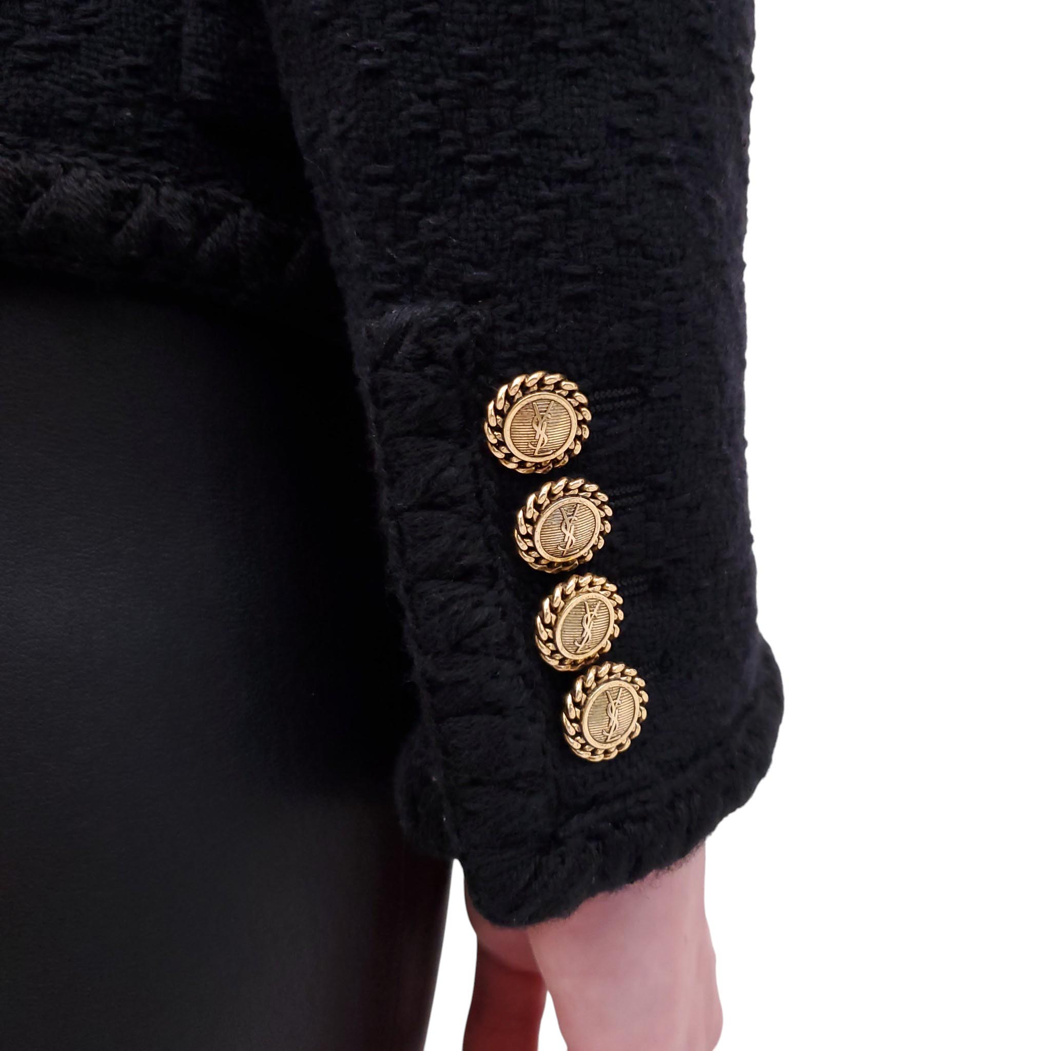 SAINT LAURENT BLACK TWEED JACKET - SIZE 36