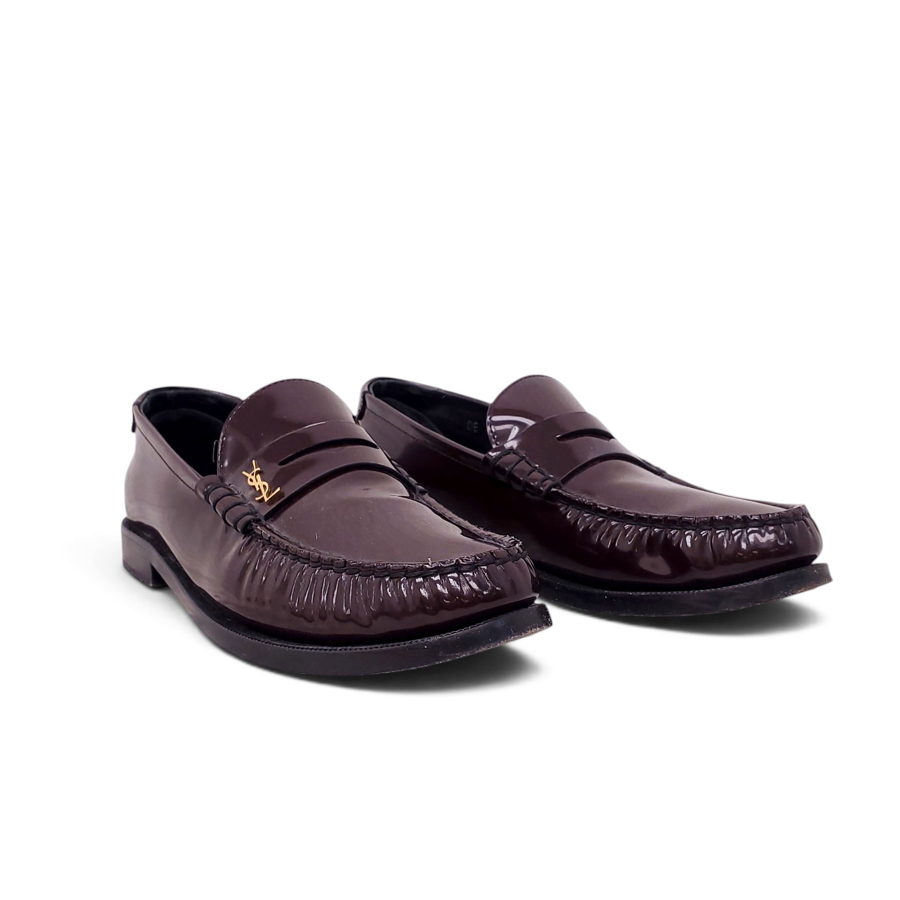 SAINT LAURENT BURGUNDY LOAFERS WITH LOGO - SIZE 38