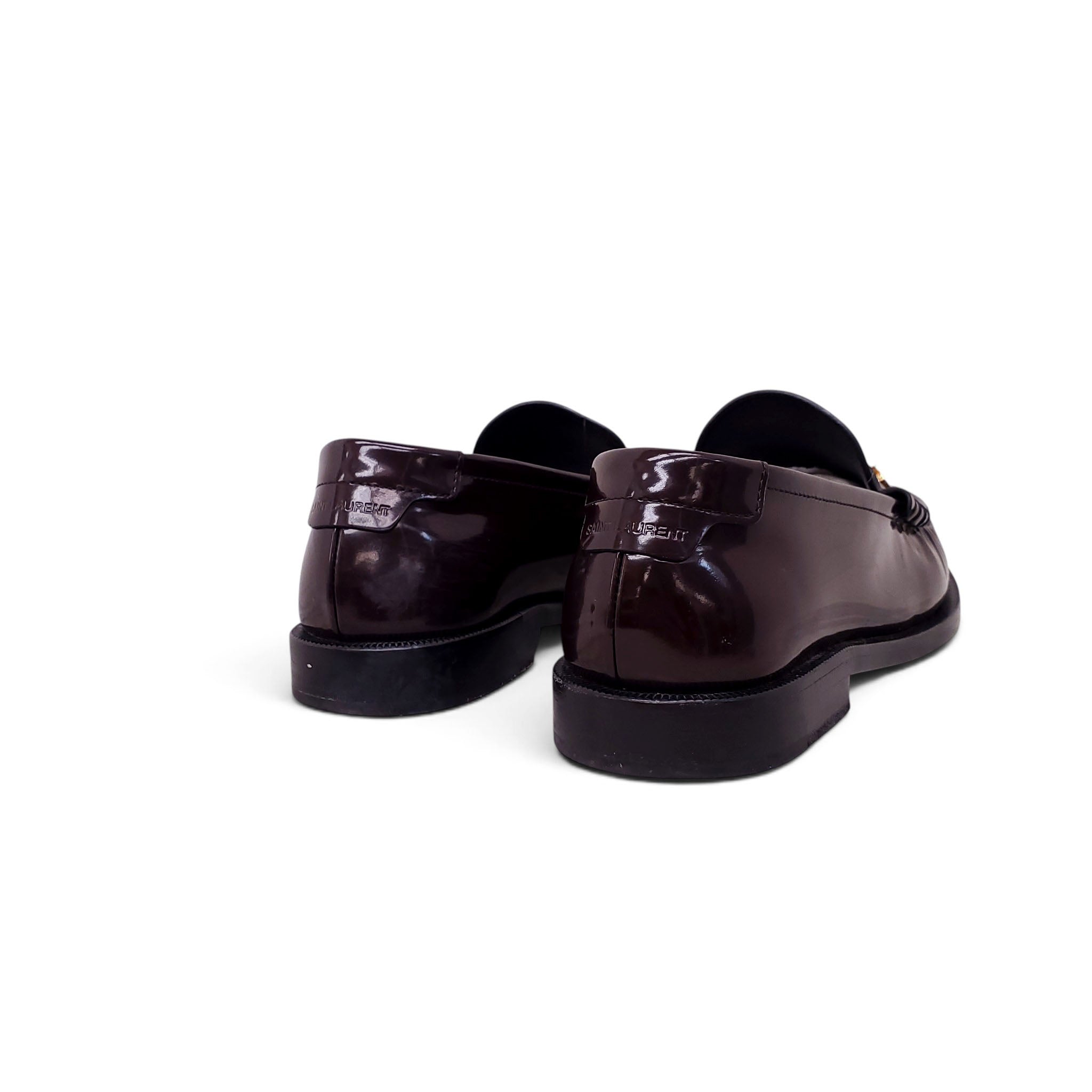 SAINT LAURENT BURGUNDY LOAFERS WITH LOGO - SIZE 38