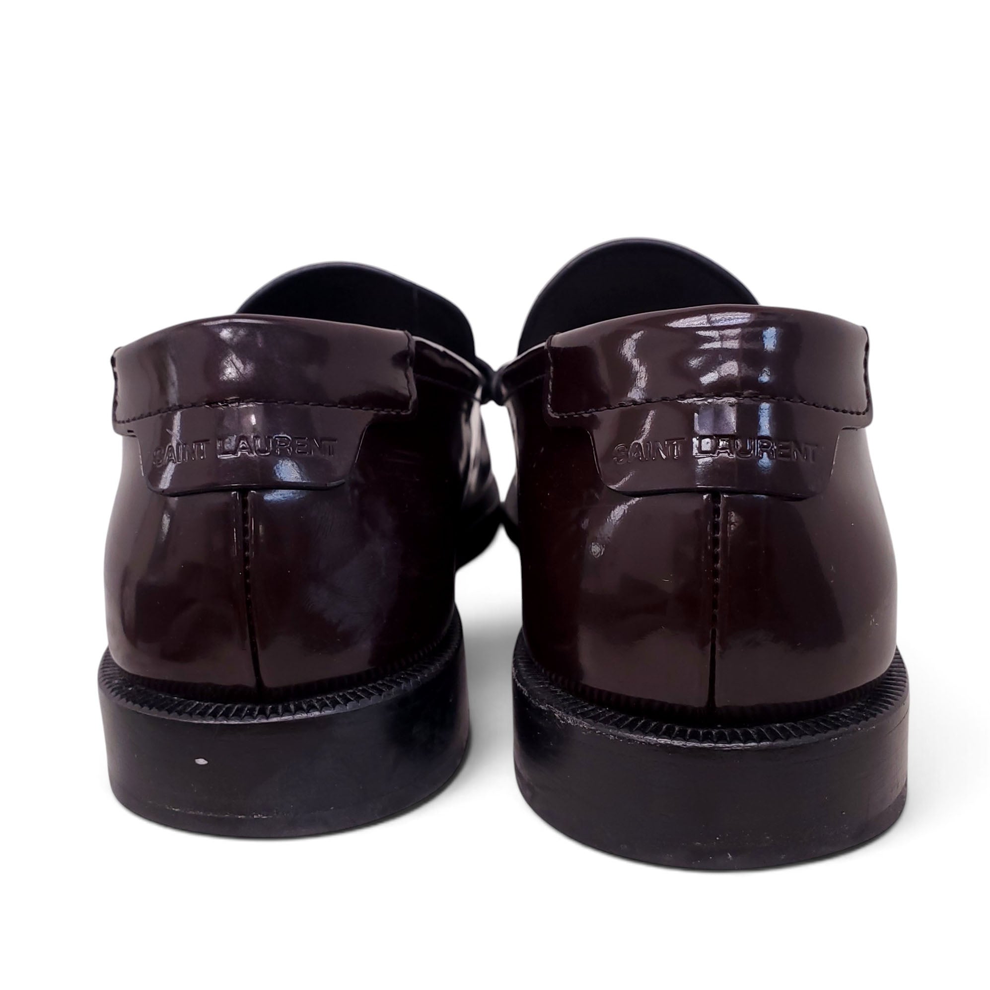 SAINT LAURENT BURGUNDY LOAFERS WITH LOGO - SIZE 38