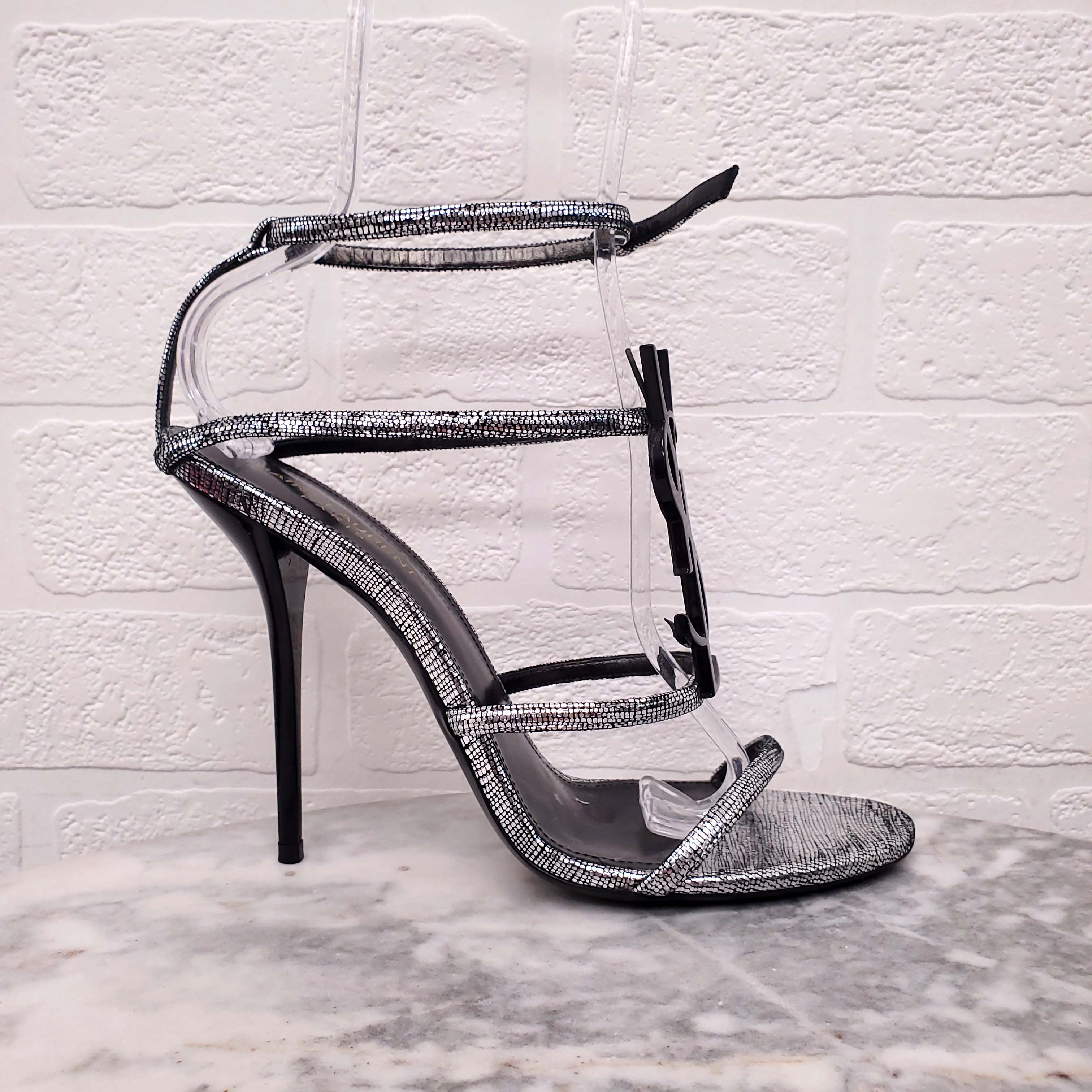 SAINT LAURENT CASSANDRA YSL LOGO SANDAL - SIZE 40