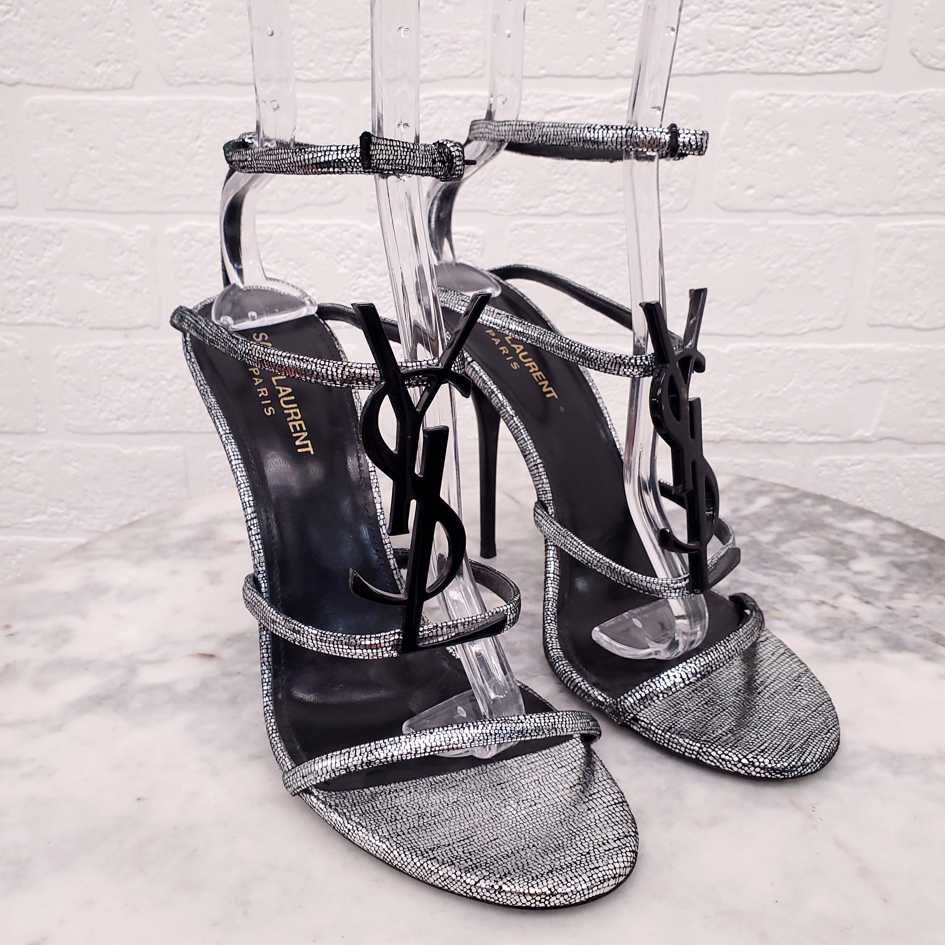 SAINT LAURENT CASSANDRA YSL LOGO SANDAL - SIZE 40