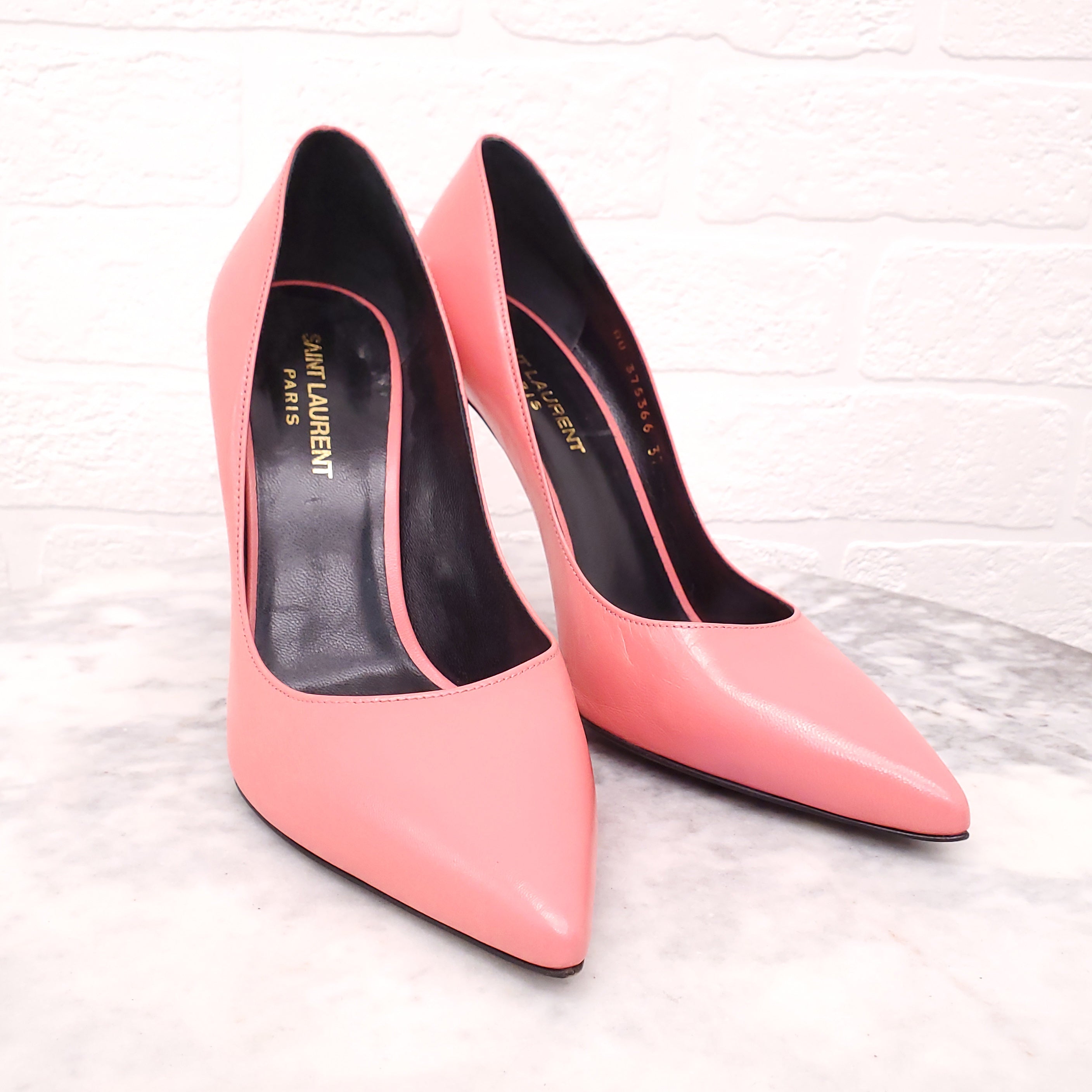 SAINT LAURENT CORAL LEATHER HEELS - SIZE 37