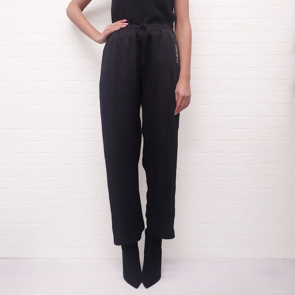 SAINT LAURENT EMBROIDERED LOGO STRIPED TRACK PANTS - SIZE 50