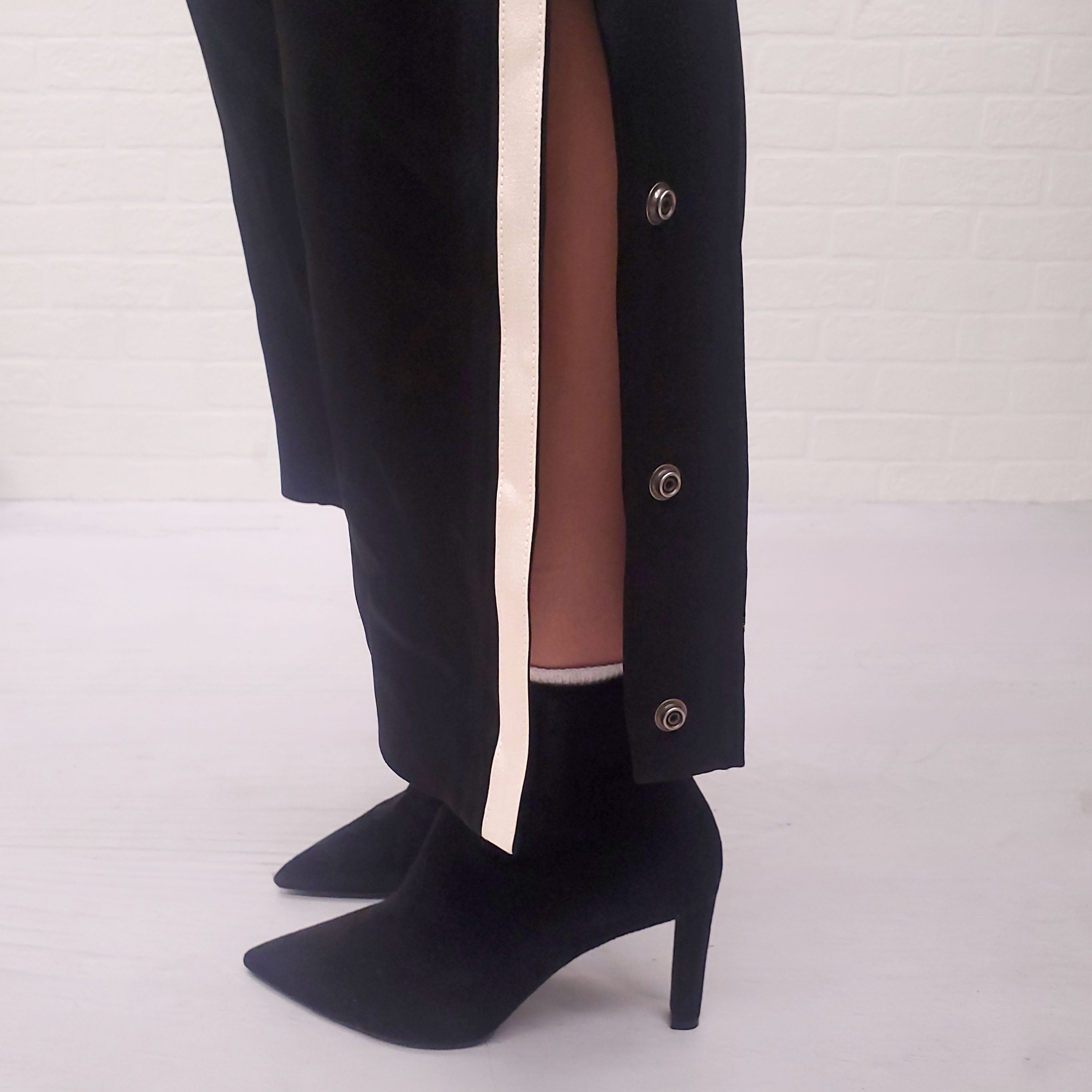 SAINT LAURENT EMBROIDERED LOGO STRIPED TRACK PANTS - SIZE 50