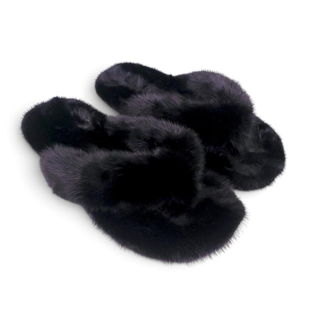 SAINT LAURENT FUR SANDALS - SIZE 39