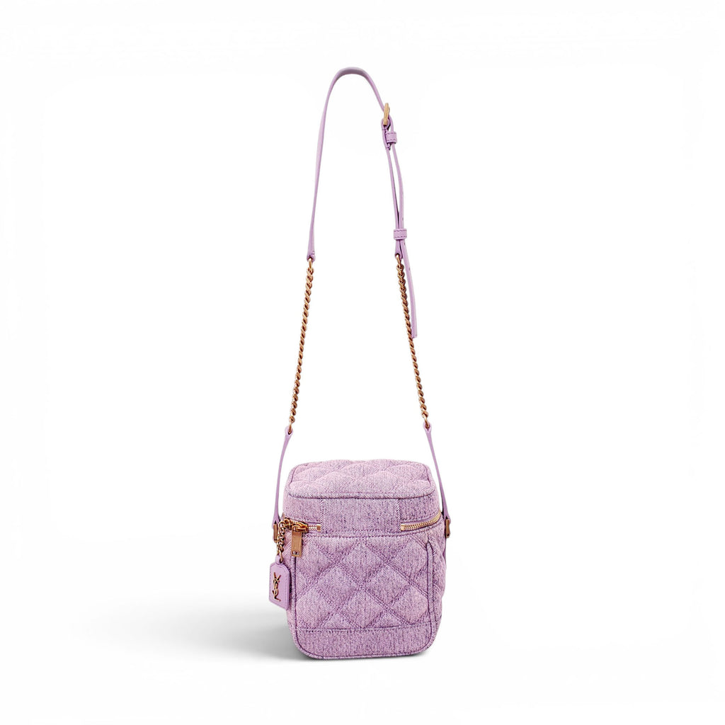 SAINT LAURENT LILAC DENIM VANITY BAG