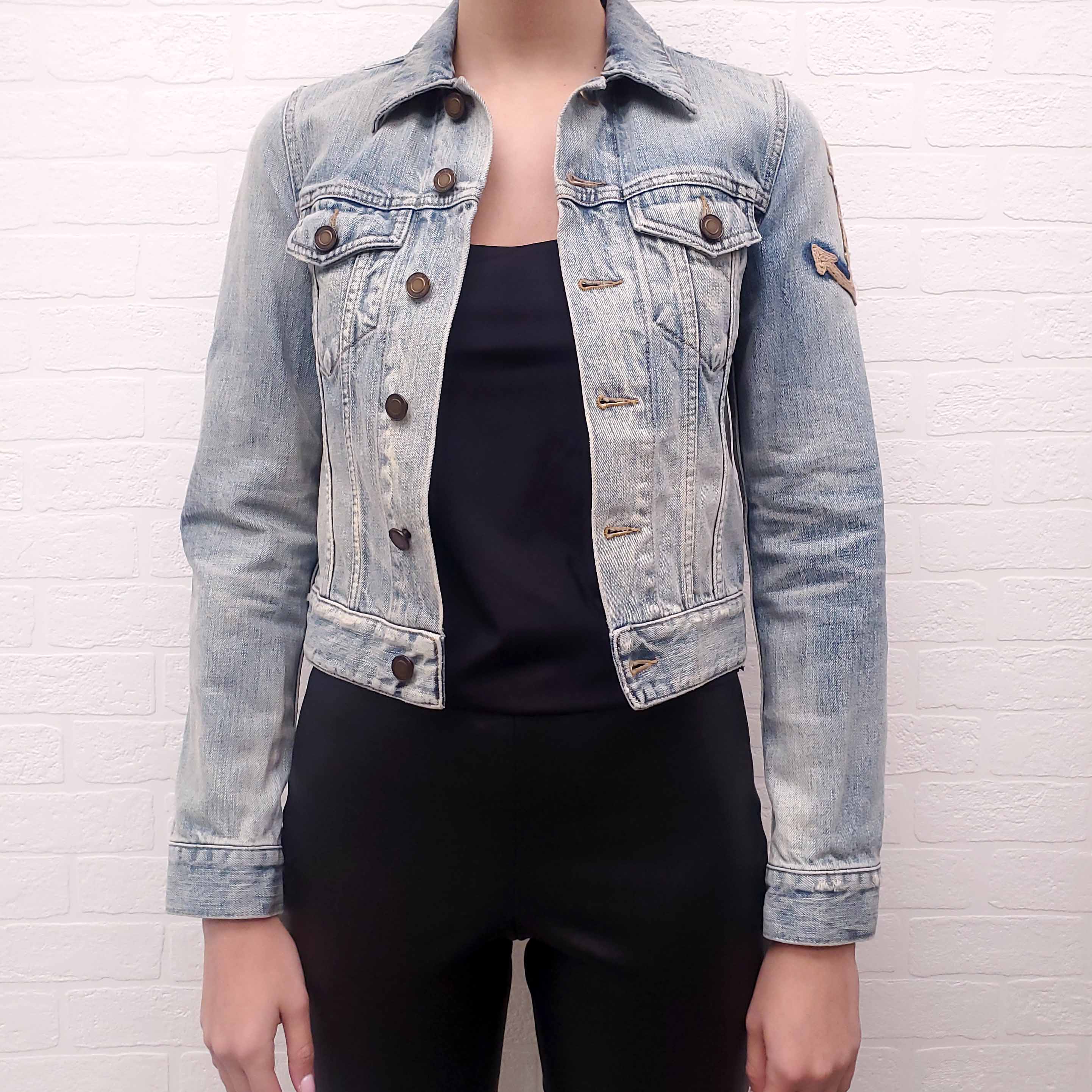 SAINT LAURENT LOGO NAUTICAL DENIM JACKET - SIZE XS