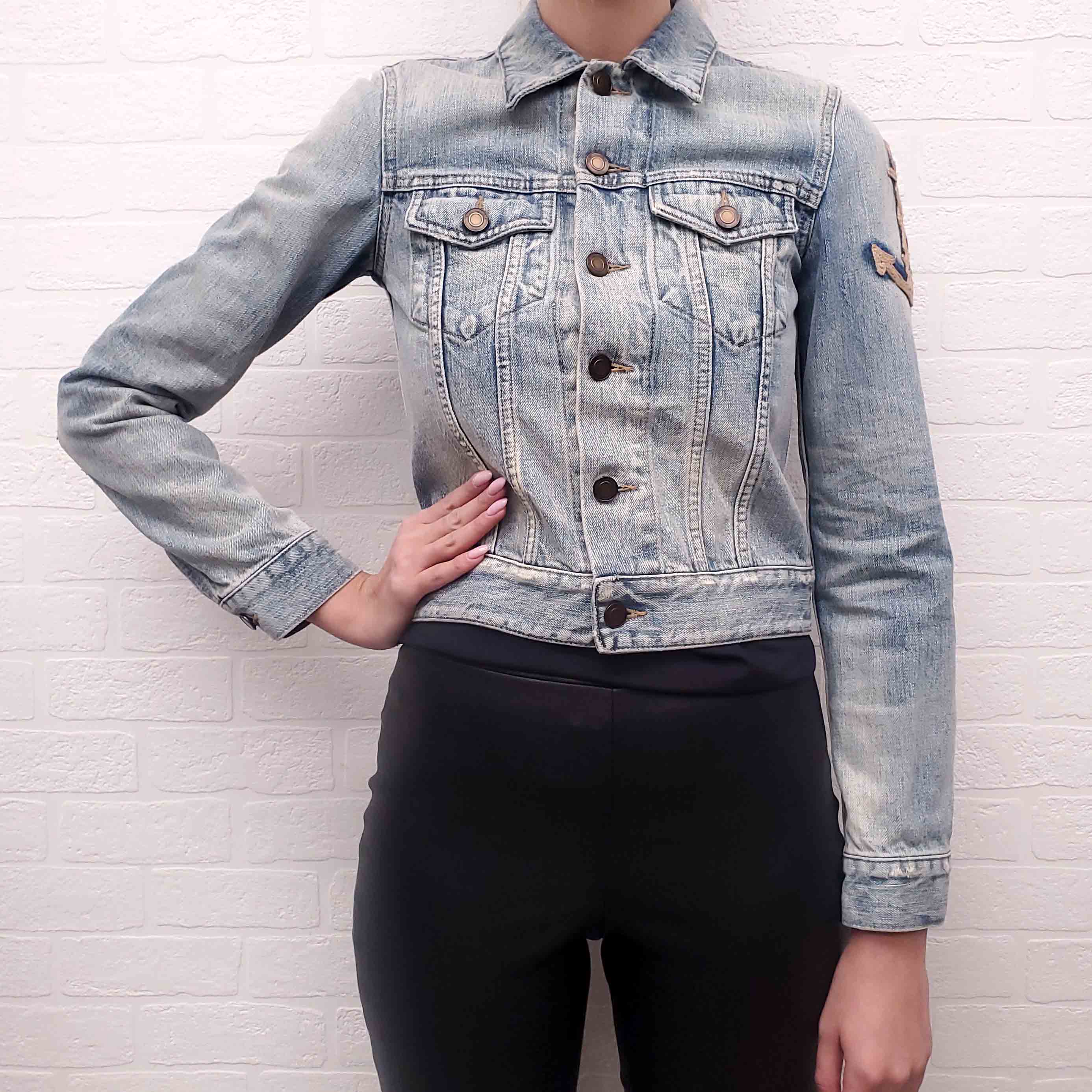 SAINT LAURENT LOGO NAUTICAL DENIM JACKET - SIZE XS