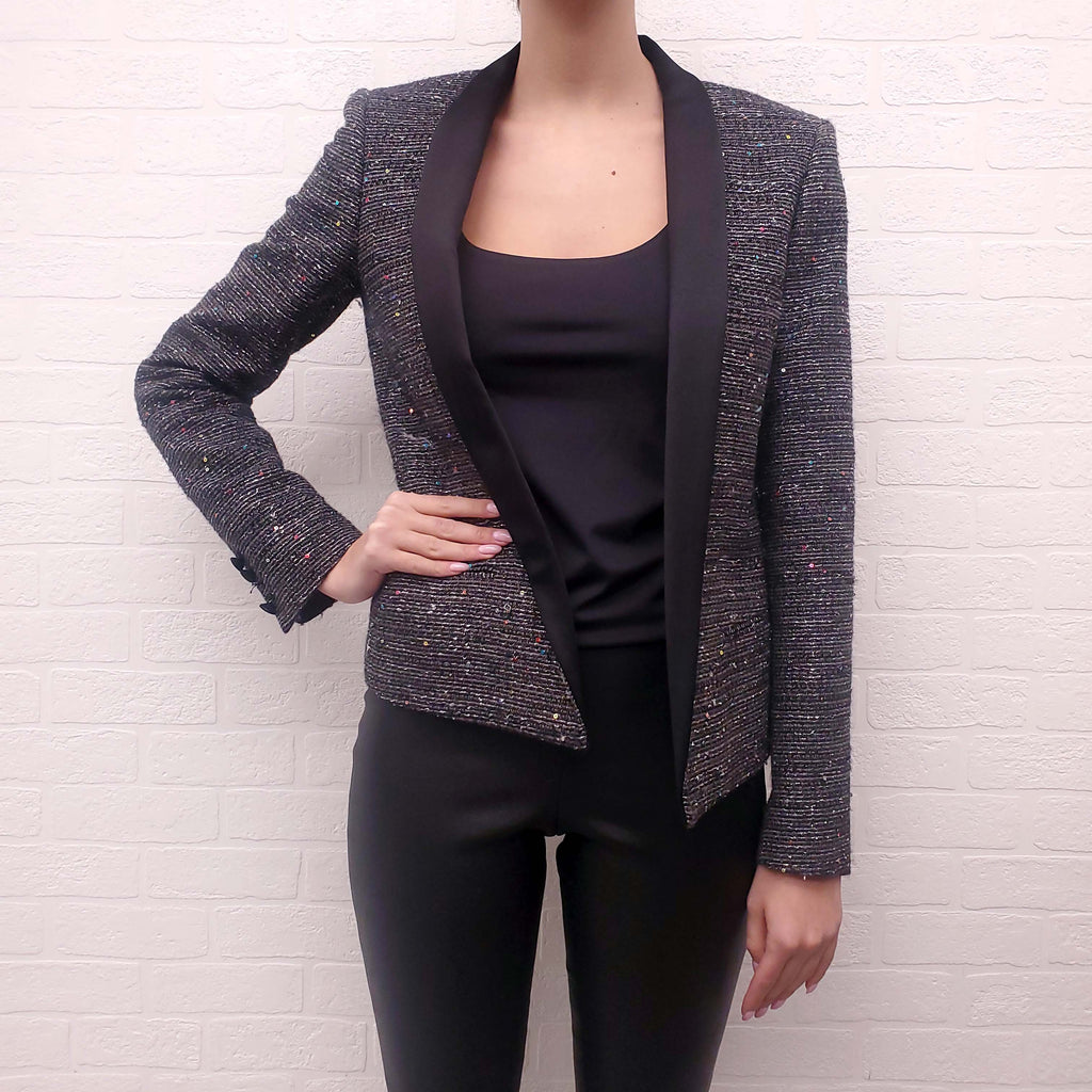 SAINT LAURENT METALLIC SEQUIN BLAZER - SIZE 38