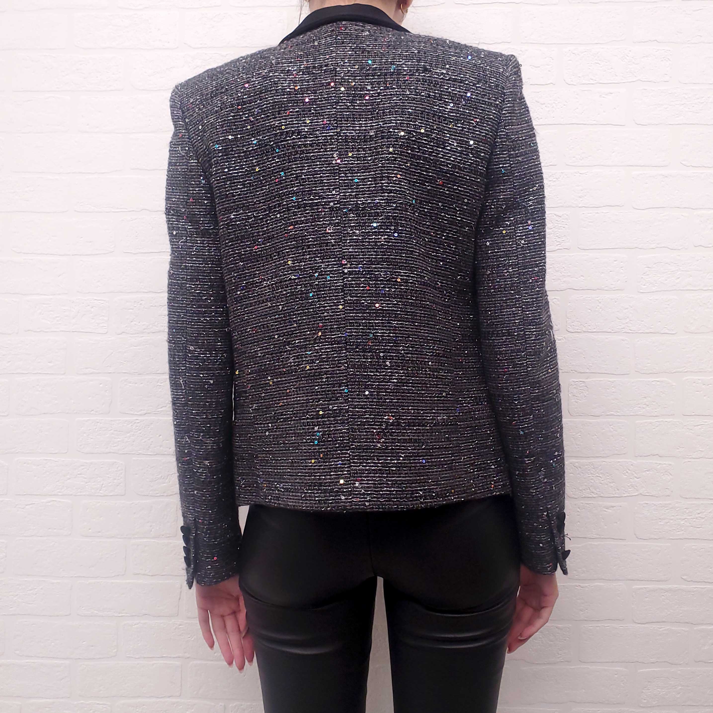 SAINT LAURENT METALLIC SEQUIN BLAZER - SIZE 38
