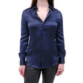 SAINT LAURENT NAVY SILK BLOUSE - SIZE XS