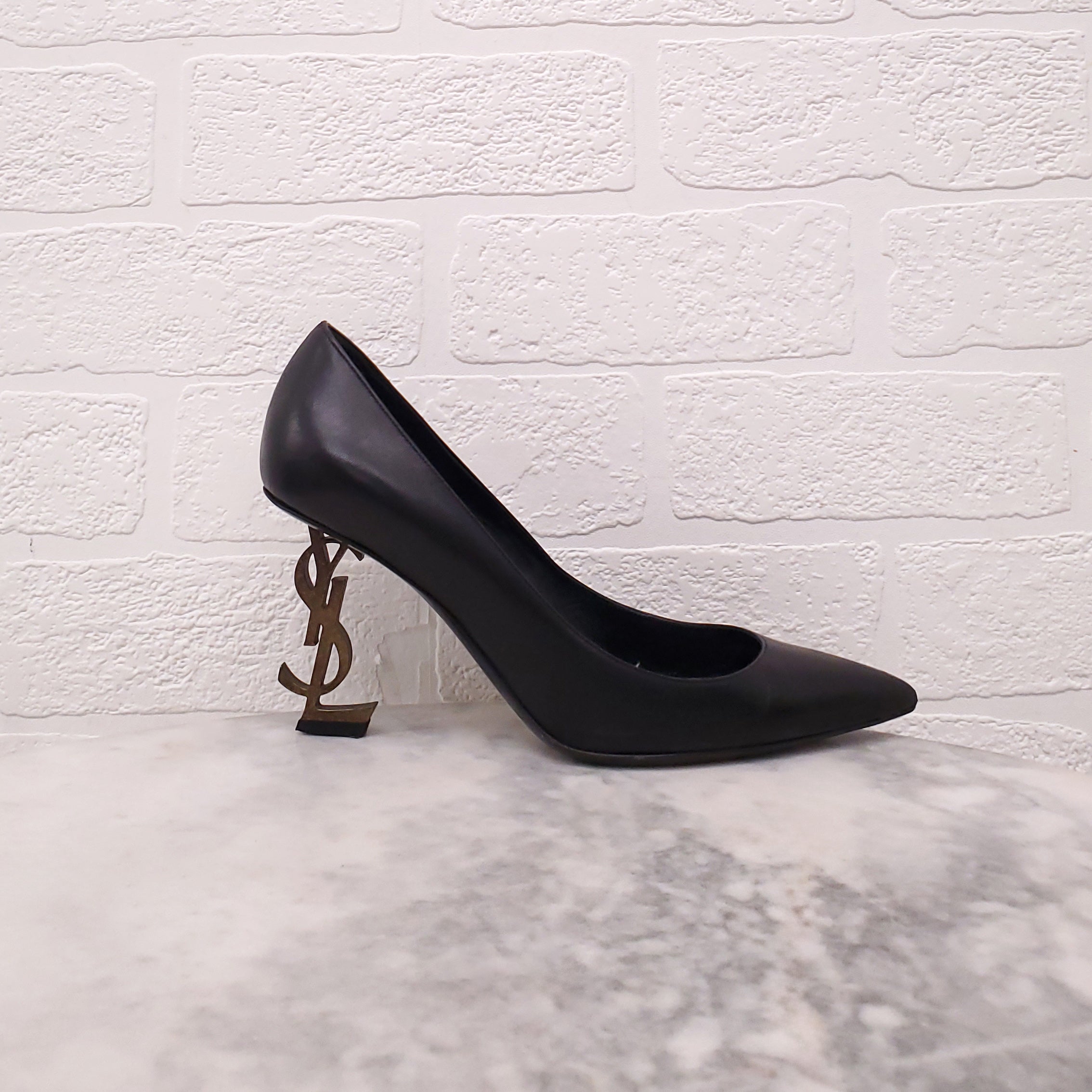 SAINT LAURENT OPYUM PUMPS BLACK LEATHER - SIZE 35.5