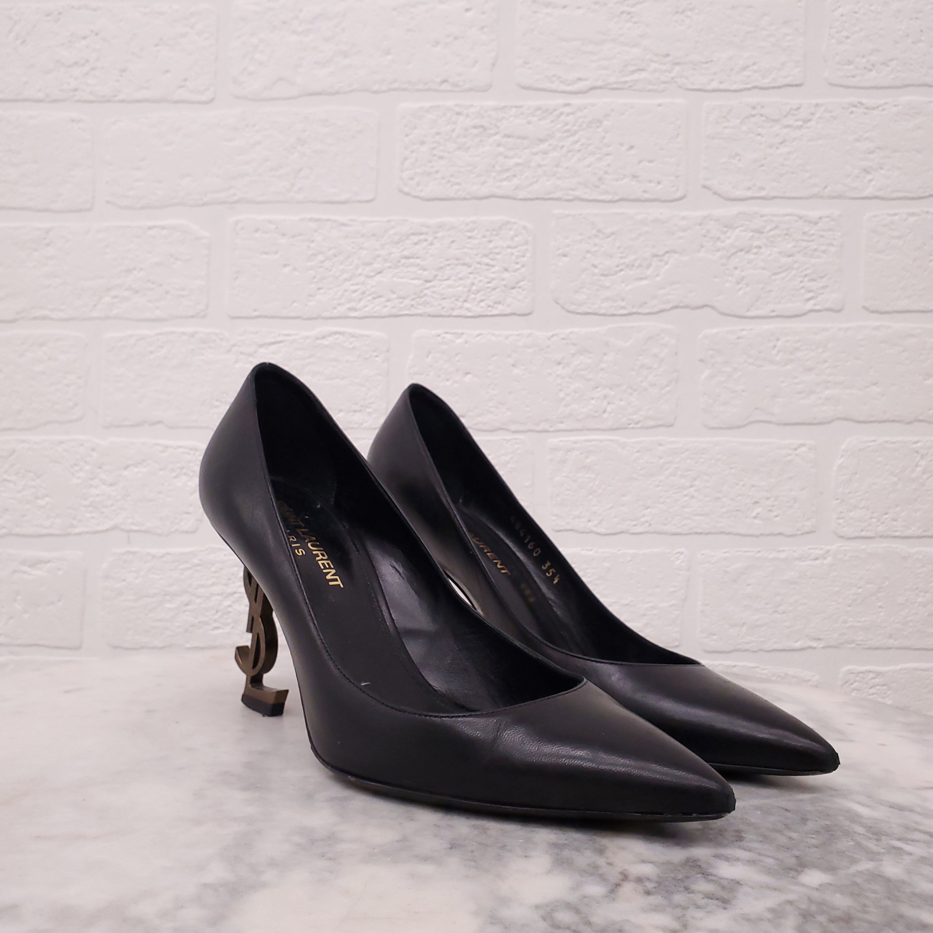 SAINT LAURENT OPYUM PUMPS BLACK LEATHER - SIZE 35.5