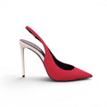SAINT LAURENT RED AND WHITE ZOE SLINGBACK PUMPS - SIZE 38.5