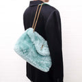 SAINT LAURENT SHEARLING MINT PUFFER BAG