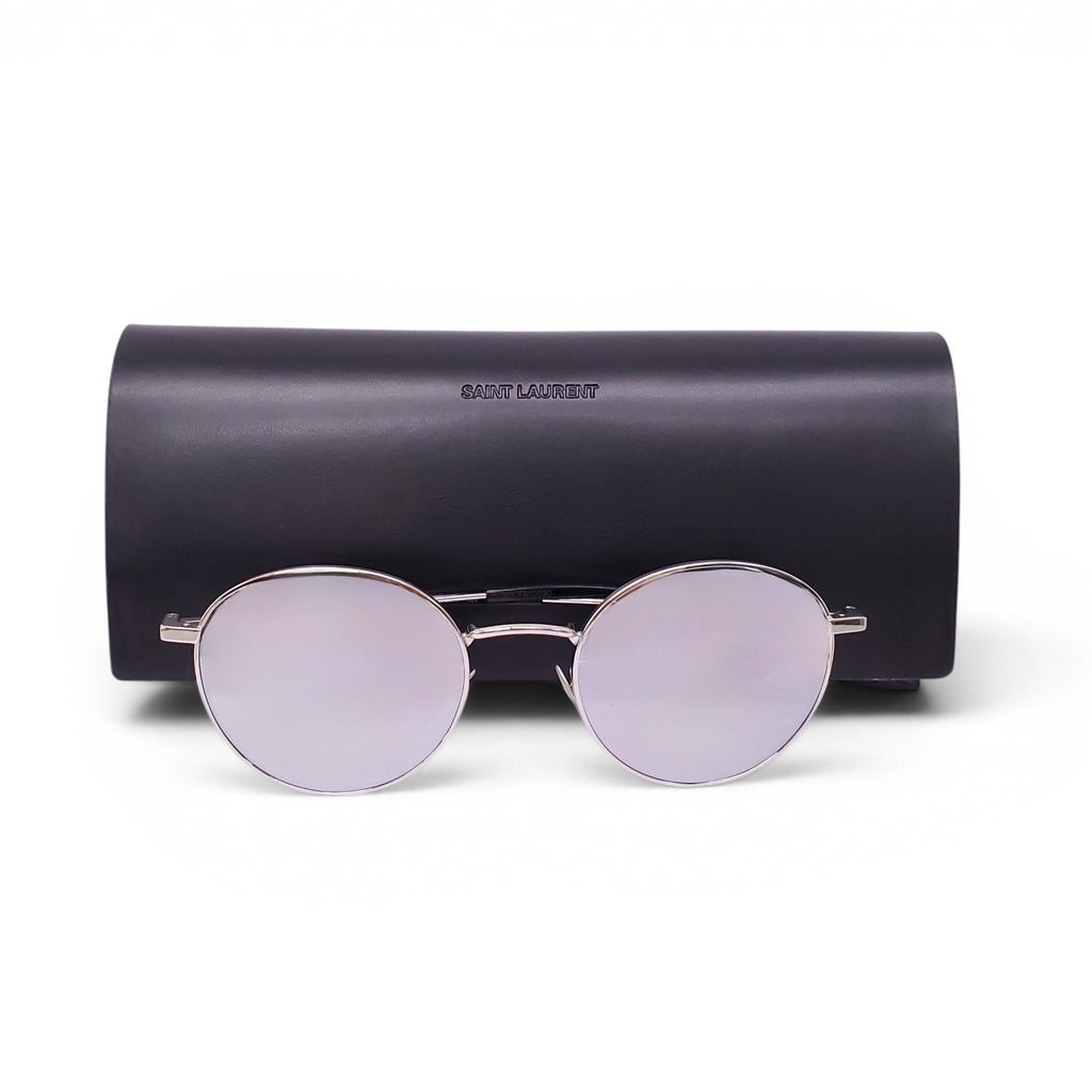 SAINT LAURENT SILVER ROUND SUNGLASSES