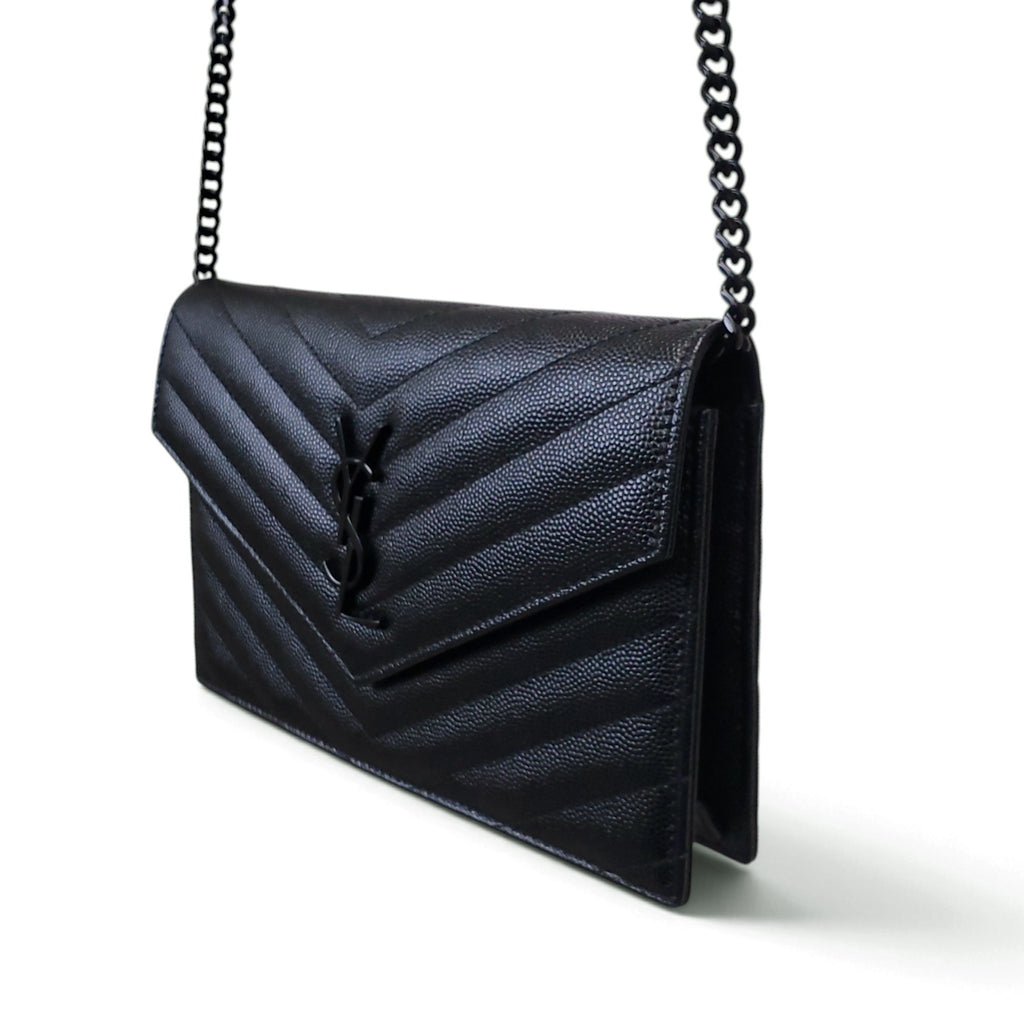 SAINT LAURENT SO BLACK WALLET ON CHAIN