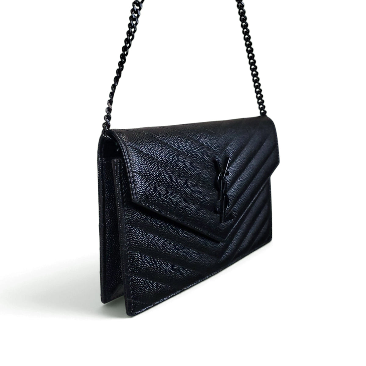 SAINT LAURENT SO BLACK WALLET ON CHAIN