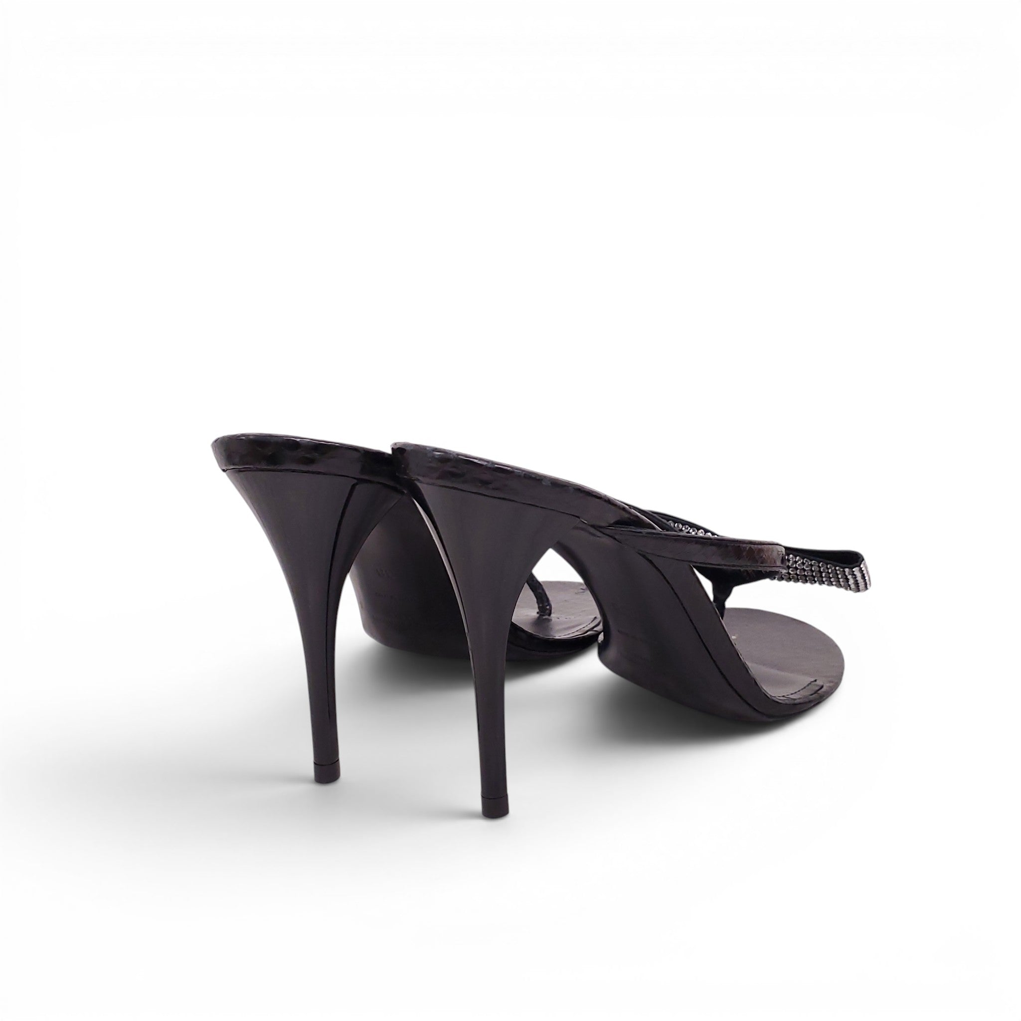 SAINT LAURENT SWAROVSKI CRYSTAL BOW HEELS - SIZE 38
