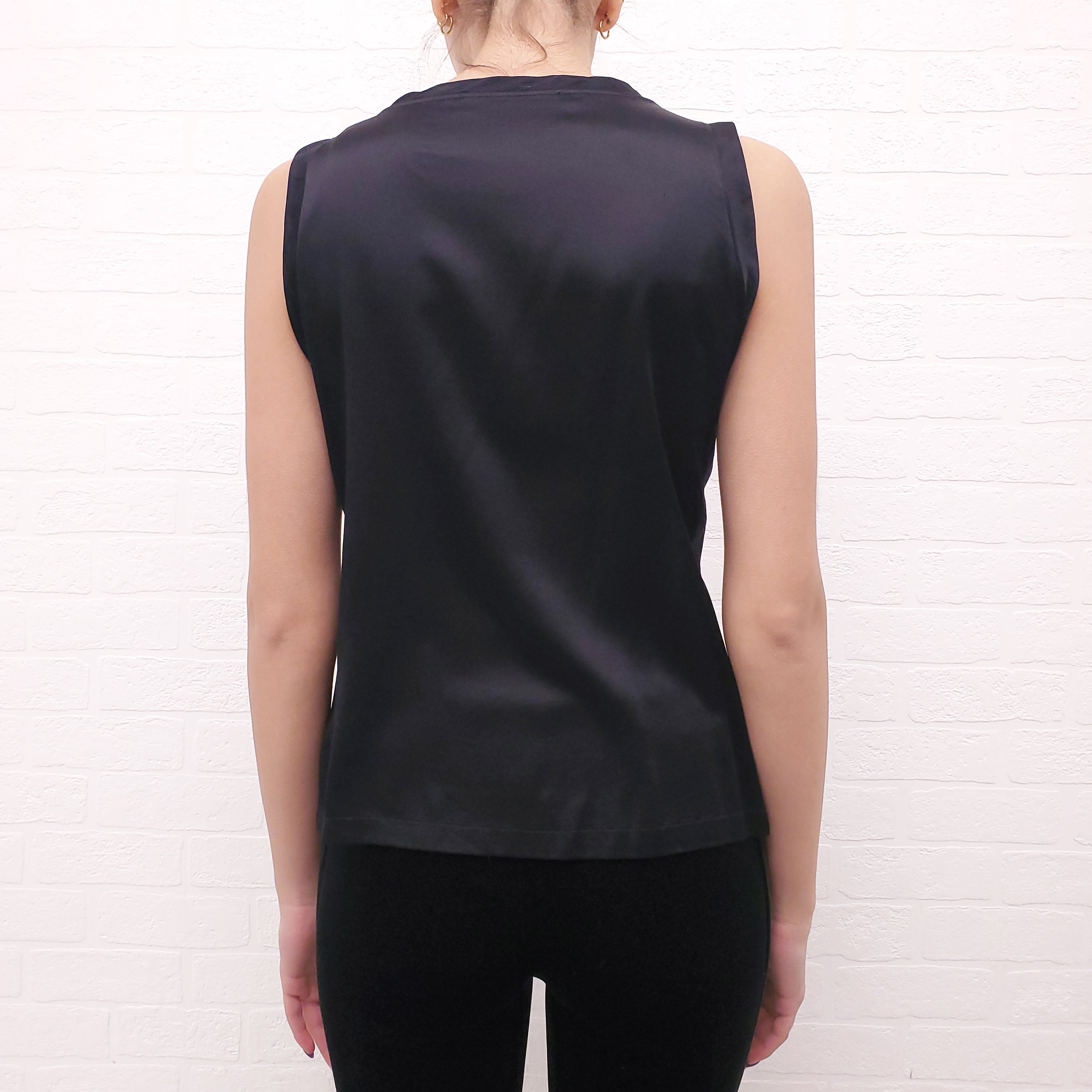 SAINT LAURENT SWAROVSKI CRYSTAL LOGO BLOUSE - SIZE M