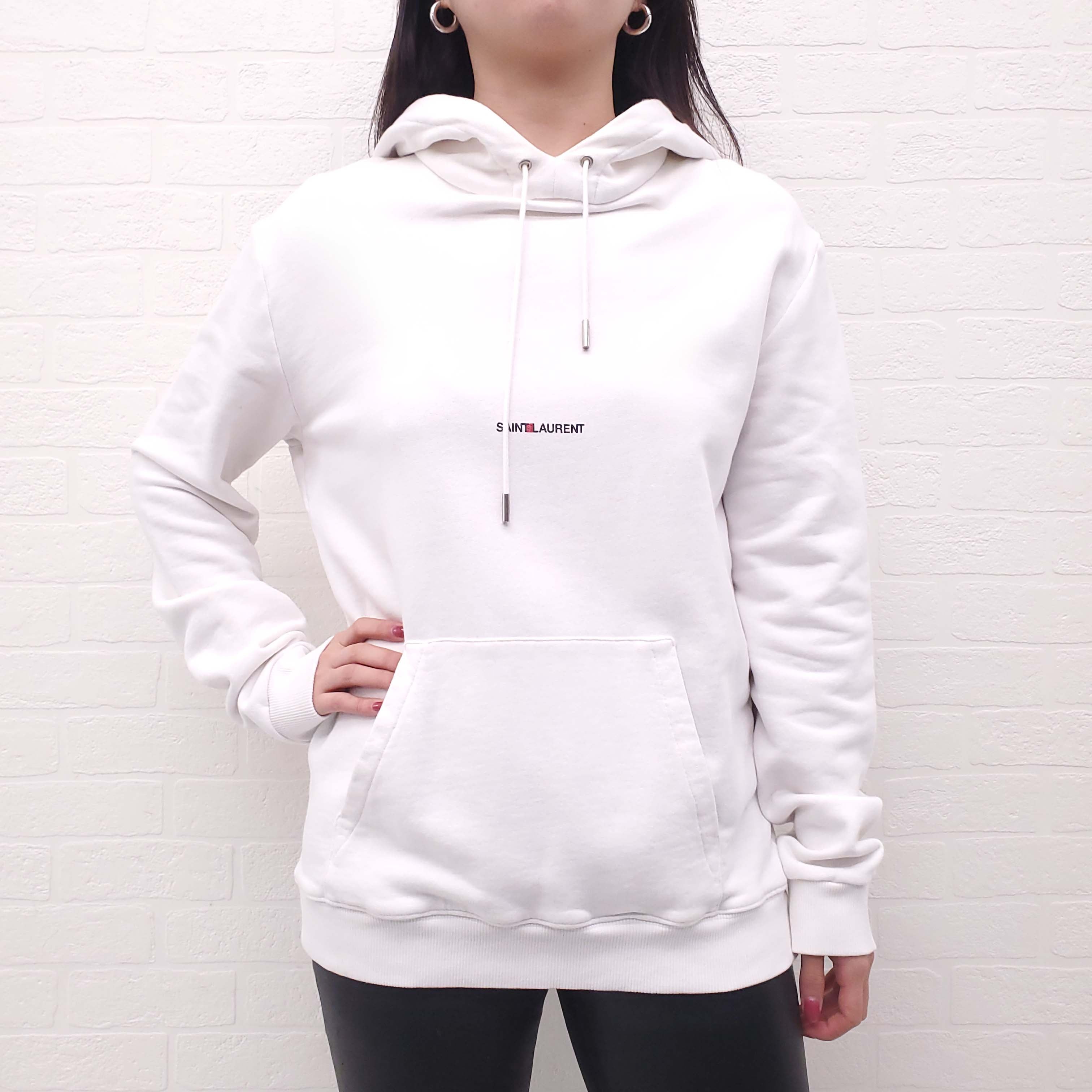 SAINT LAURENT WHITE LOGO SWEATSHIRT - SIZE S