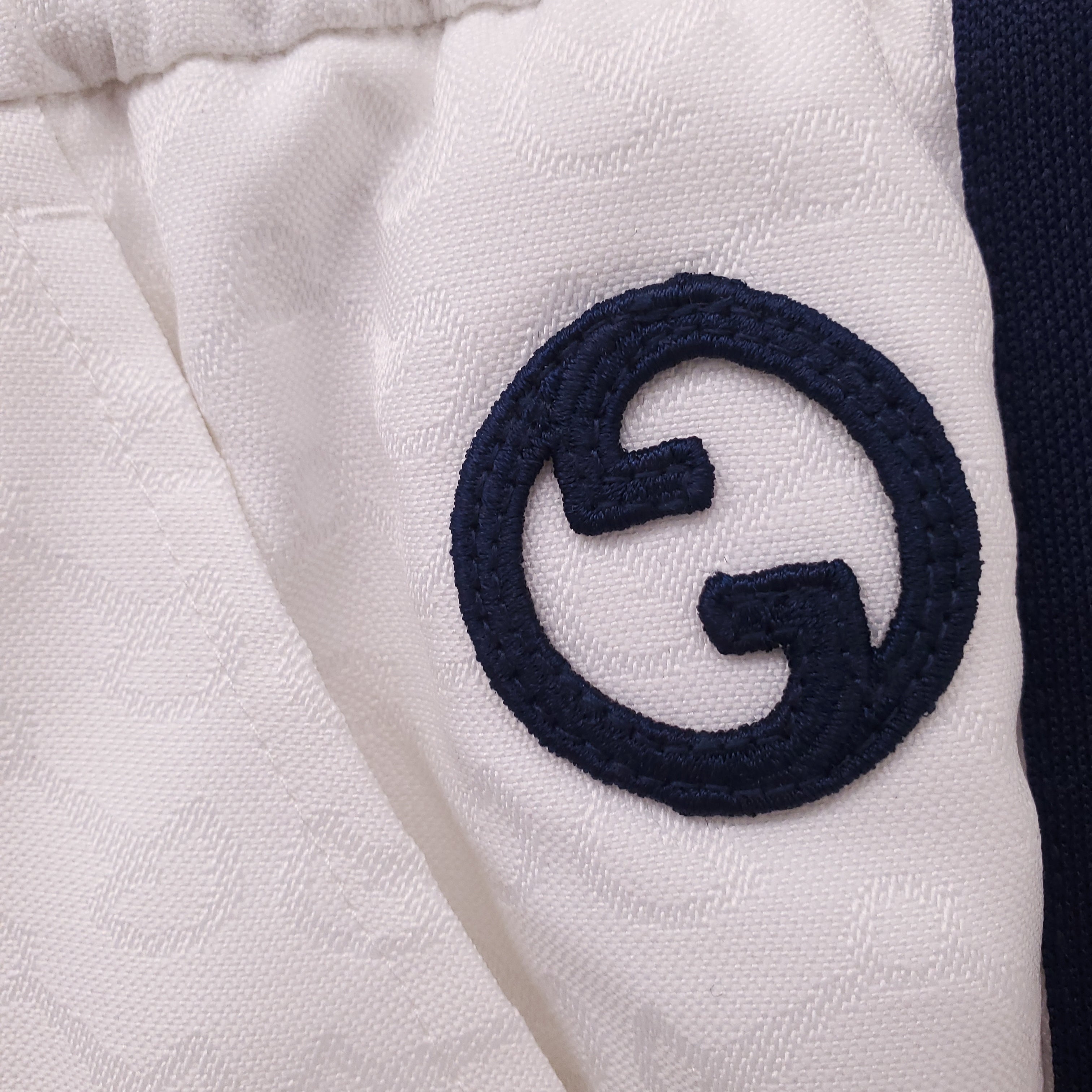 GUCCI WHITE SPORT ELASTIC WAIST HORSEBIT LOGO TROUSERS - SIZE XS