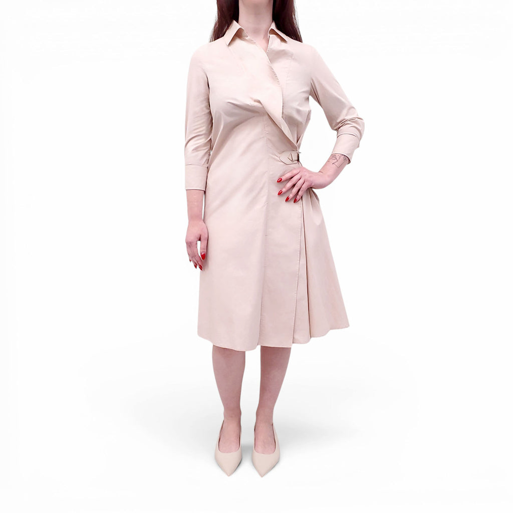 SALVATORE FERRAGAMO NUDE TRENCH JACKET DRESS - SIZE 38