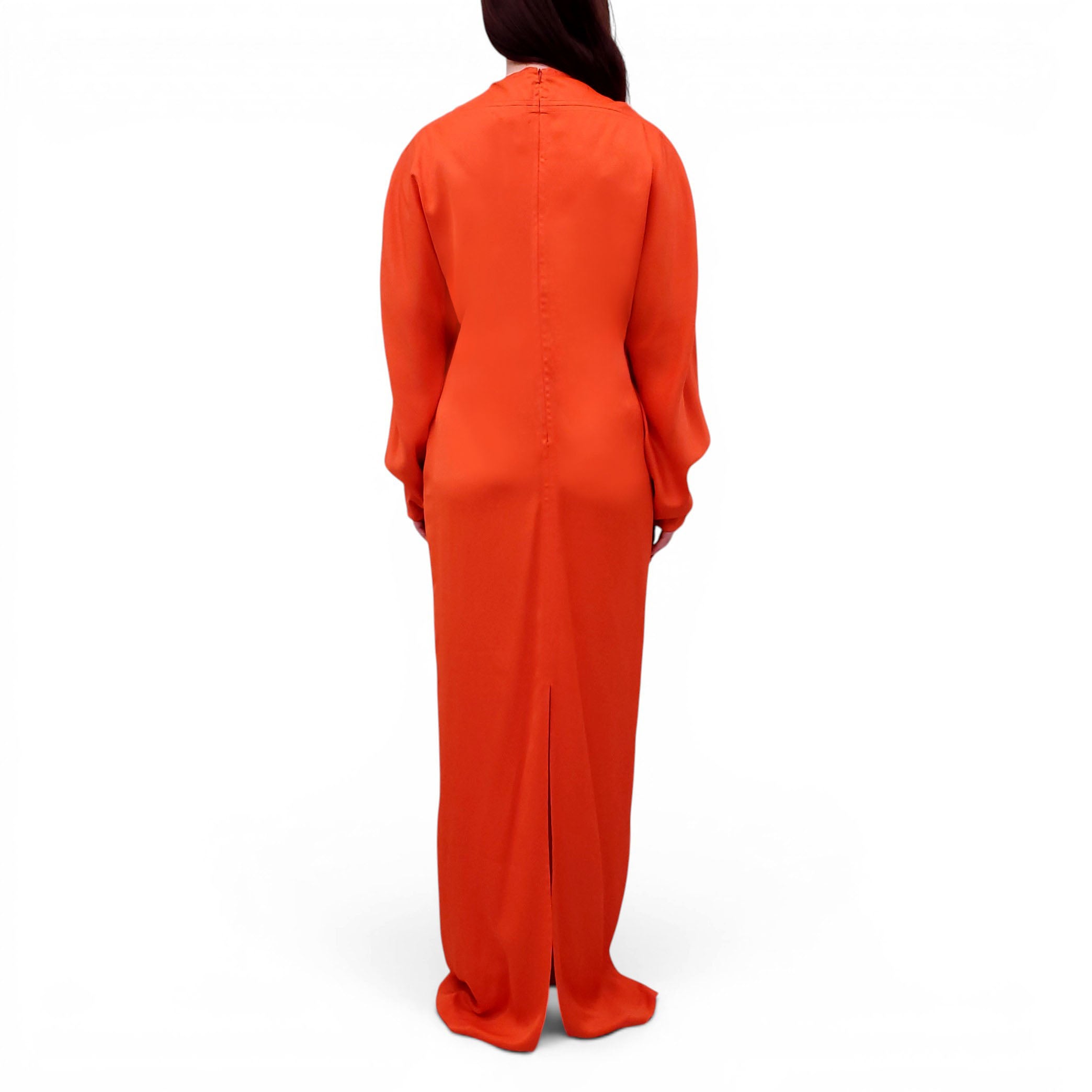 SALVATORE FERRAGAMO ORANGE PUFF SLEEVE MAXI DRESS - SIZE 10