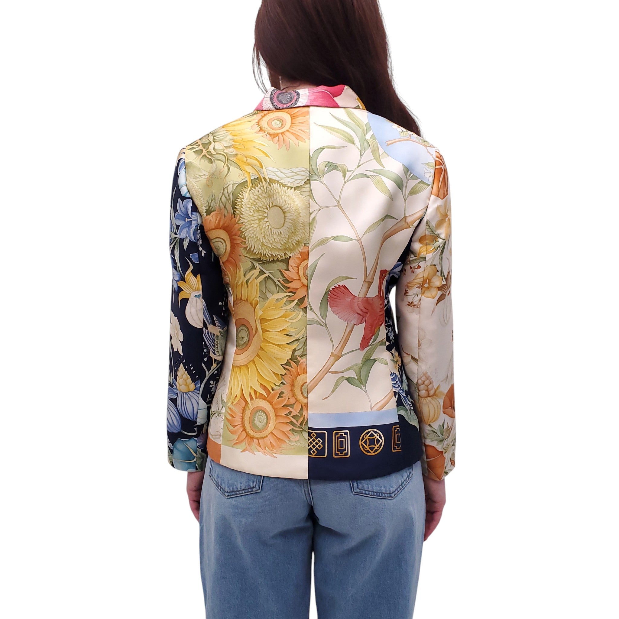 SALVATORE FERRAGAMO VINTAGE FLORAL MULTI-PATTERNED JACKET - SIZE 8