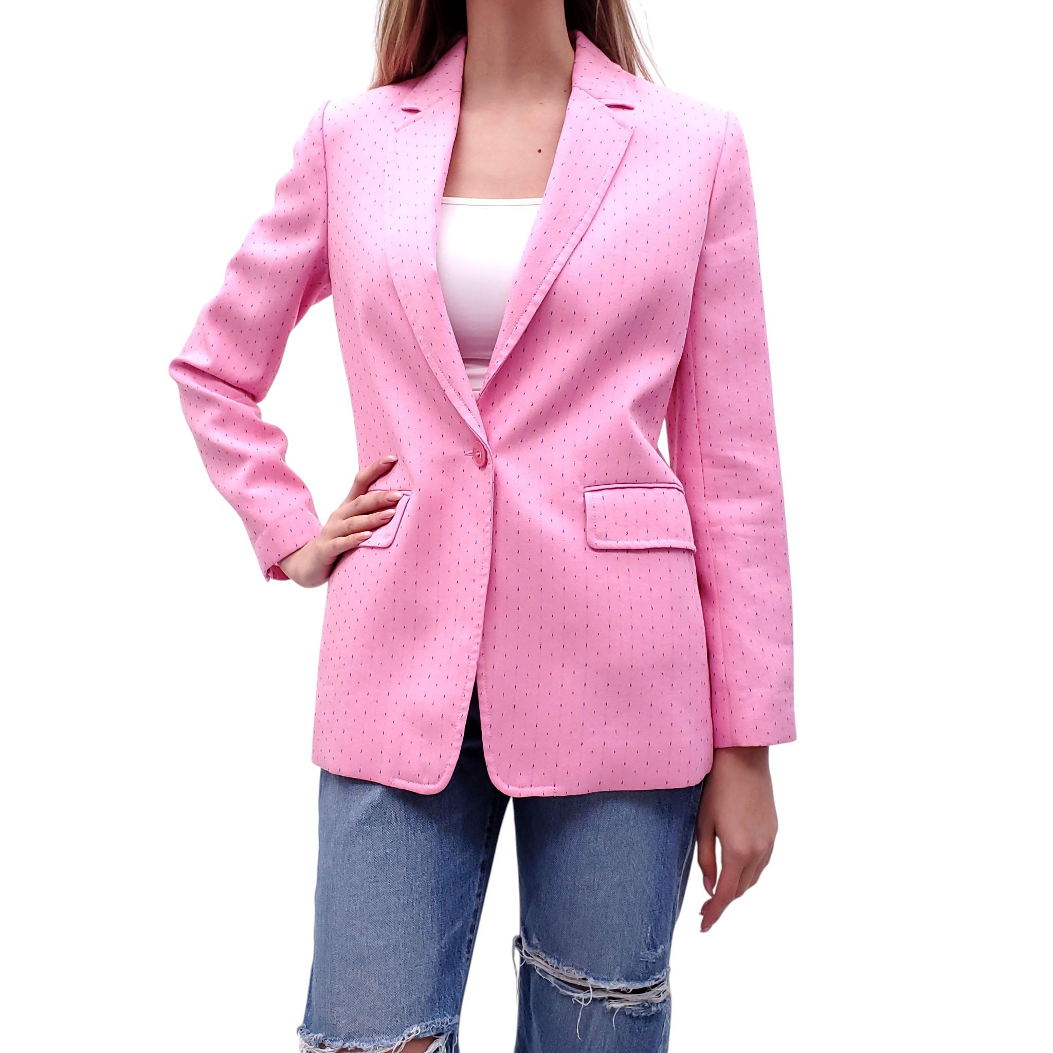 SANDRO PINK POLKA DOT BLAZER - SIZE 38