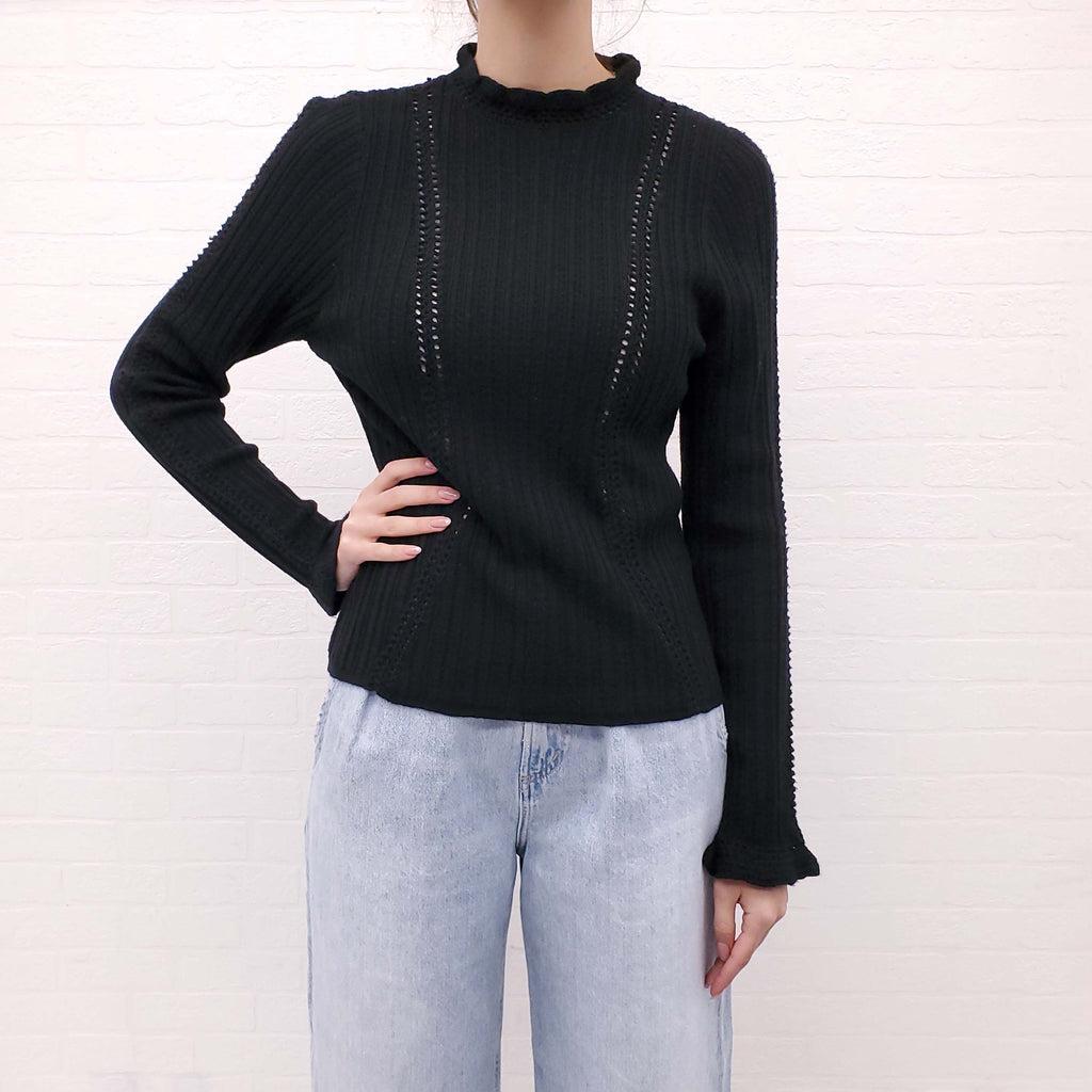 SEA NEW YORK BLACK KNIT SWEATER - SIZE L