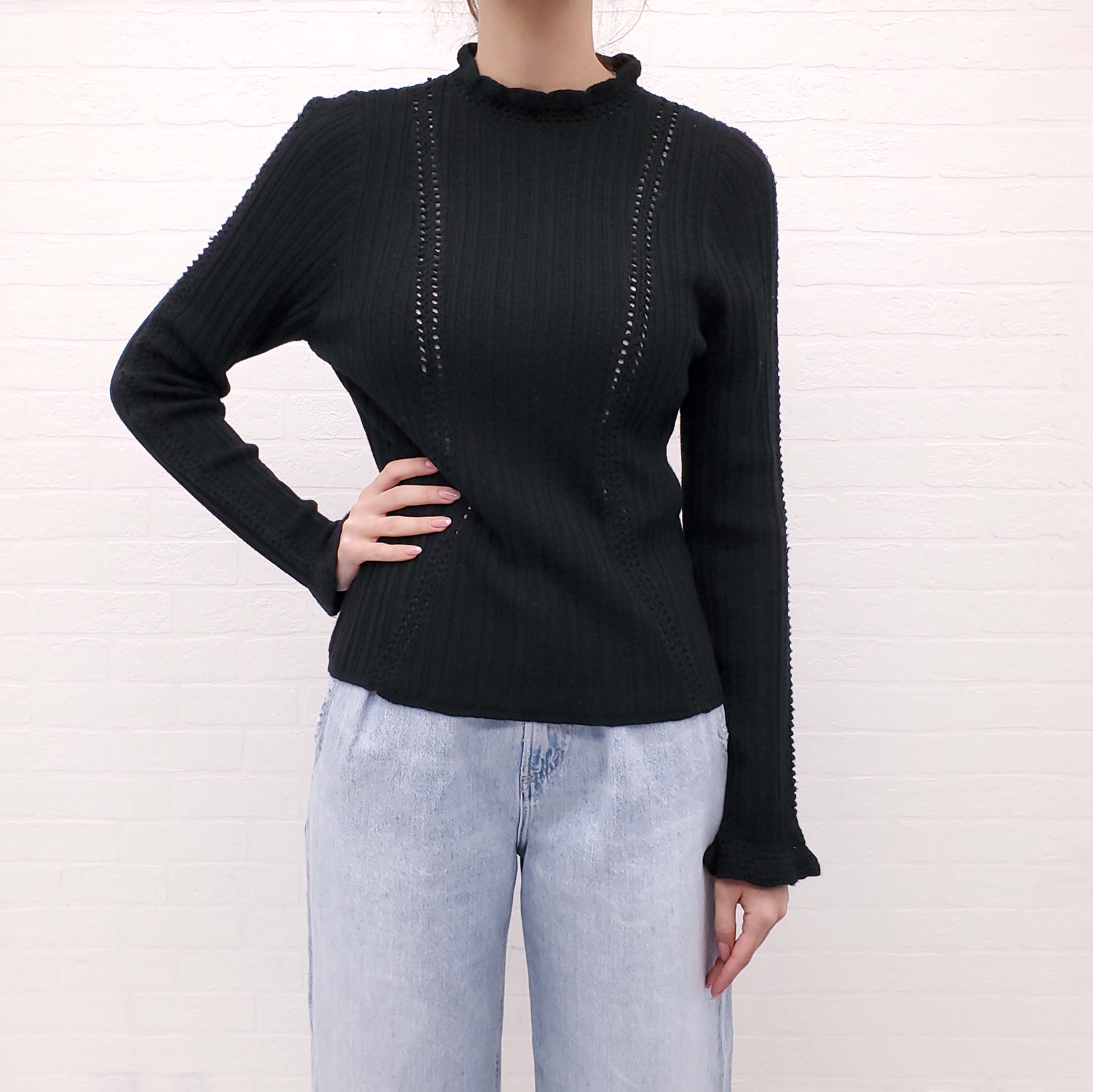 SEA NEW YORK BLACK KNIT SWEATER - SIZE L