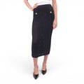 SELF-PORTRAIT BLACK CROCHET KNIT SKIRT WITH GOLD BUTTONS - SIZE L