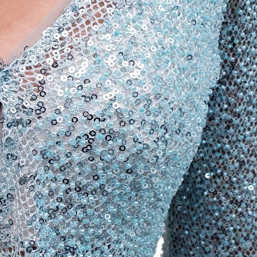 SELF-PORTRAIT TURQUOISE SEQUIN BEADED CARDIGAN - SIZE US 4