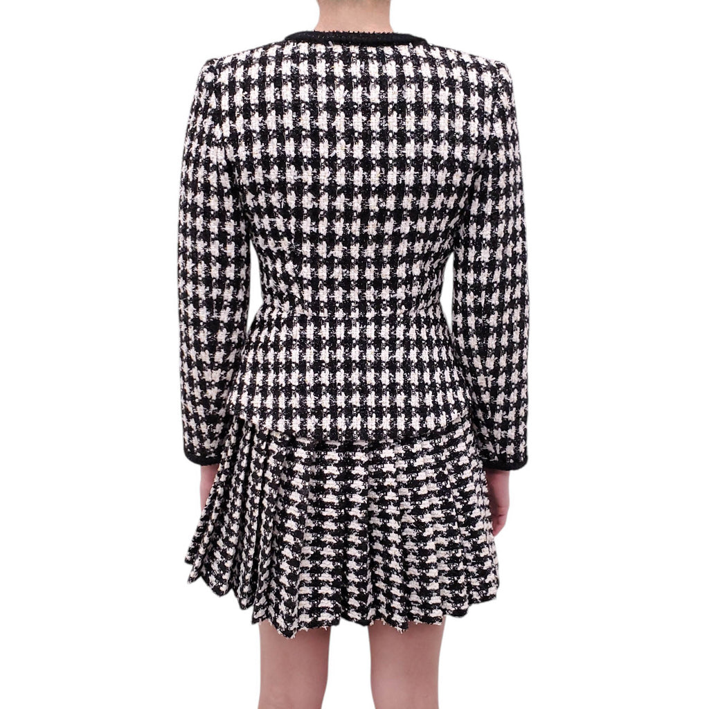 SELF-PORTRAIT TWEED SKIRT SET WITH CRYSTAL BROOCH - SIZE US 2