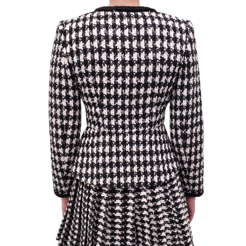 SELF-PORTRAIT TWEED SKIRT SET WITH CRYSTAL BROOCH - SIZE US 2