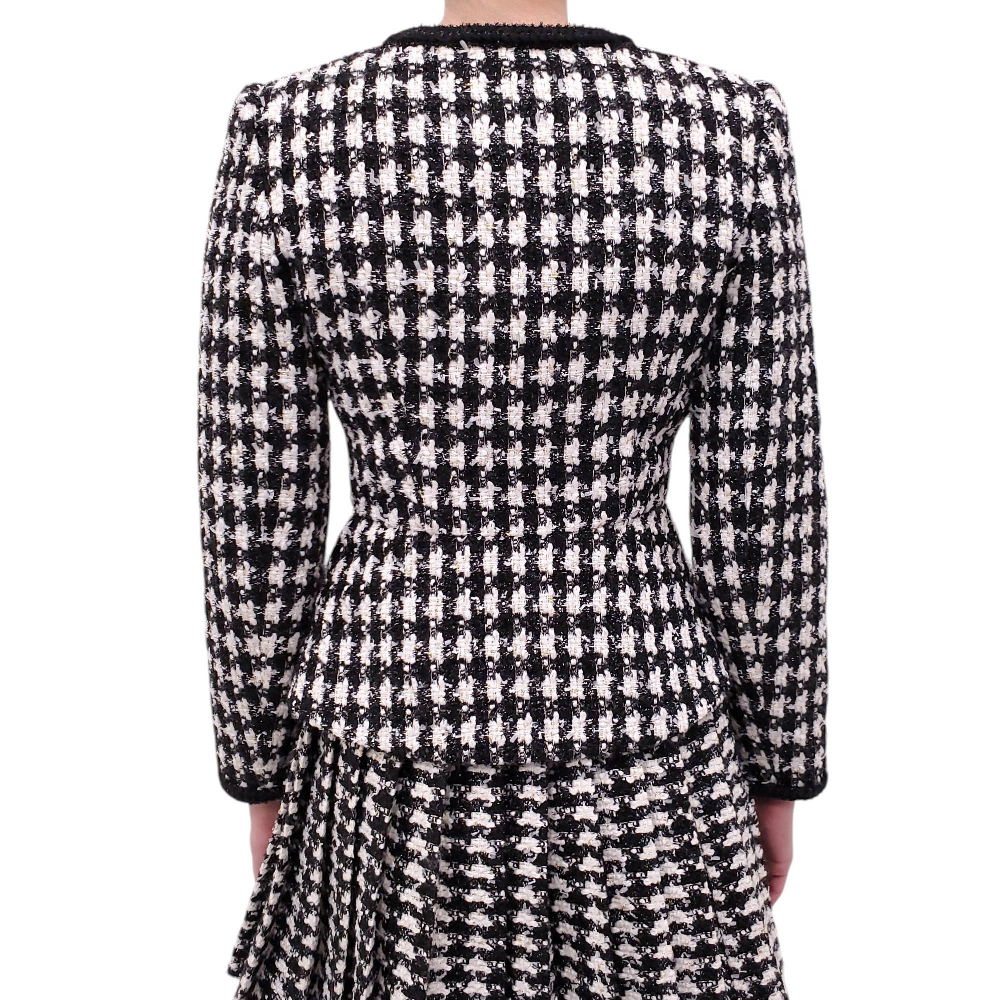 SELF-PORTRAIT TWEED SKIRT SET WITH CRYSTAL BROOCH - SIZE US 2