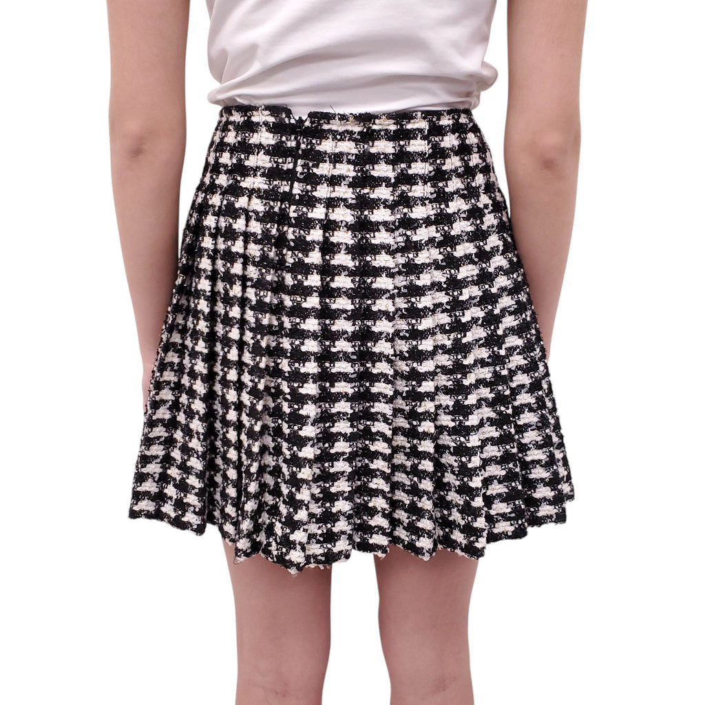 SELF-PORTRAIT TWEED SKIRT SET WITH CRYSTAL BROOCH - SIZE US 2