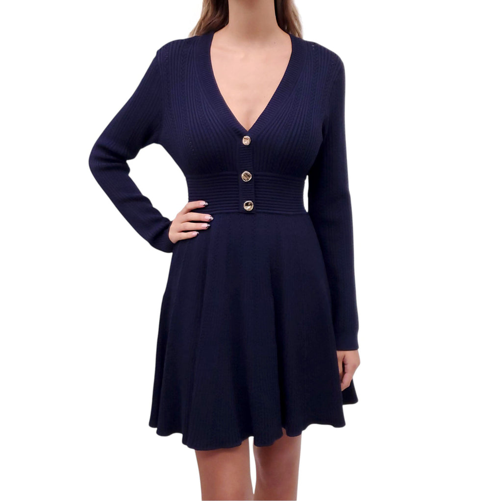 SELF PORTRAIT NAVY KNIT DRESS - SIZE M