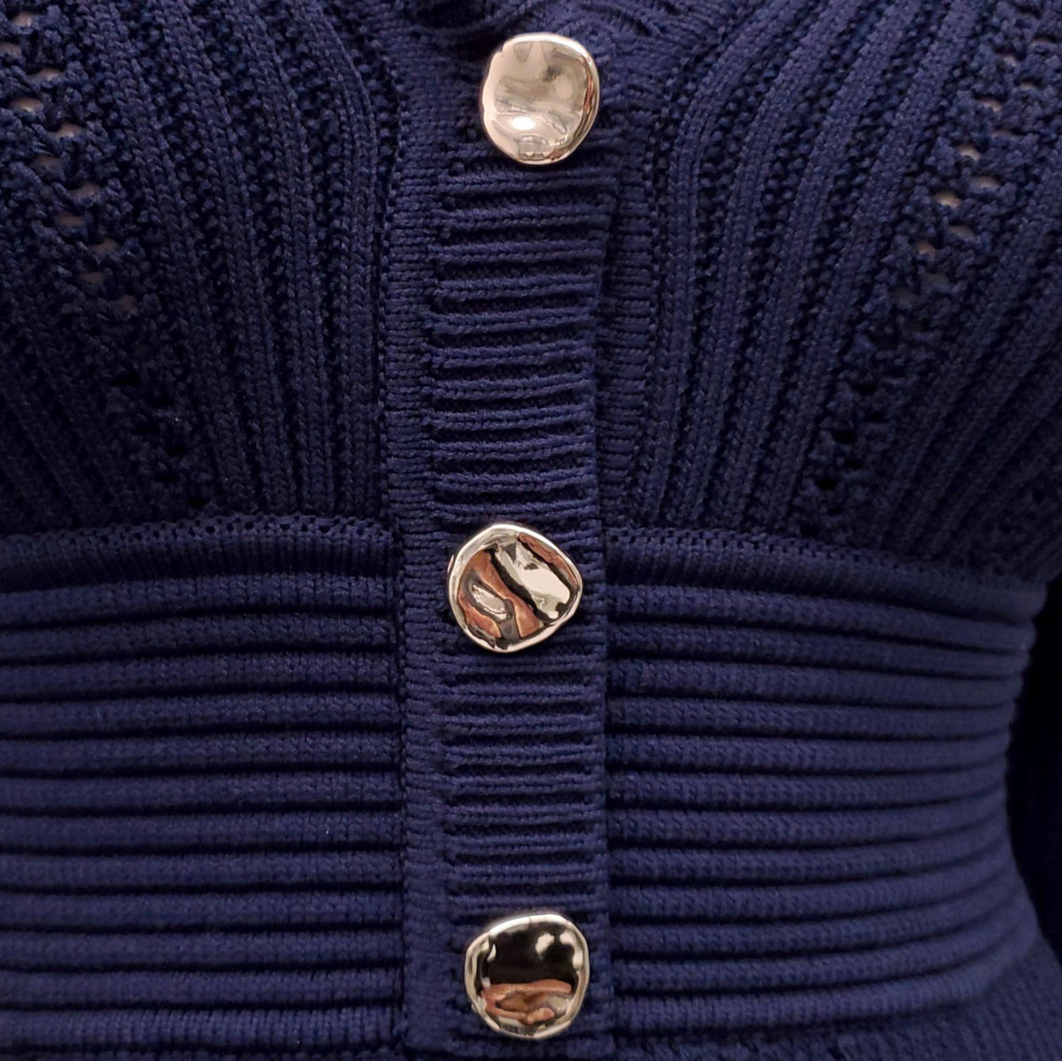 SELF PORTRAIT NAVY KNIT DRESS - SIZE M