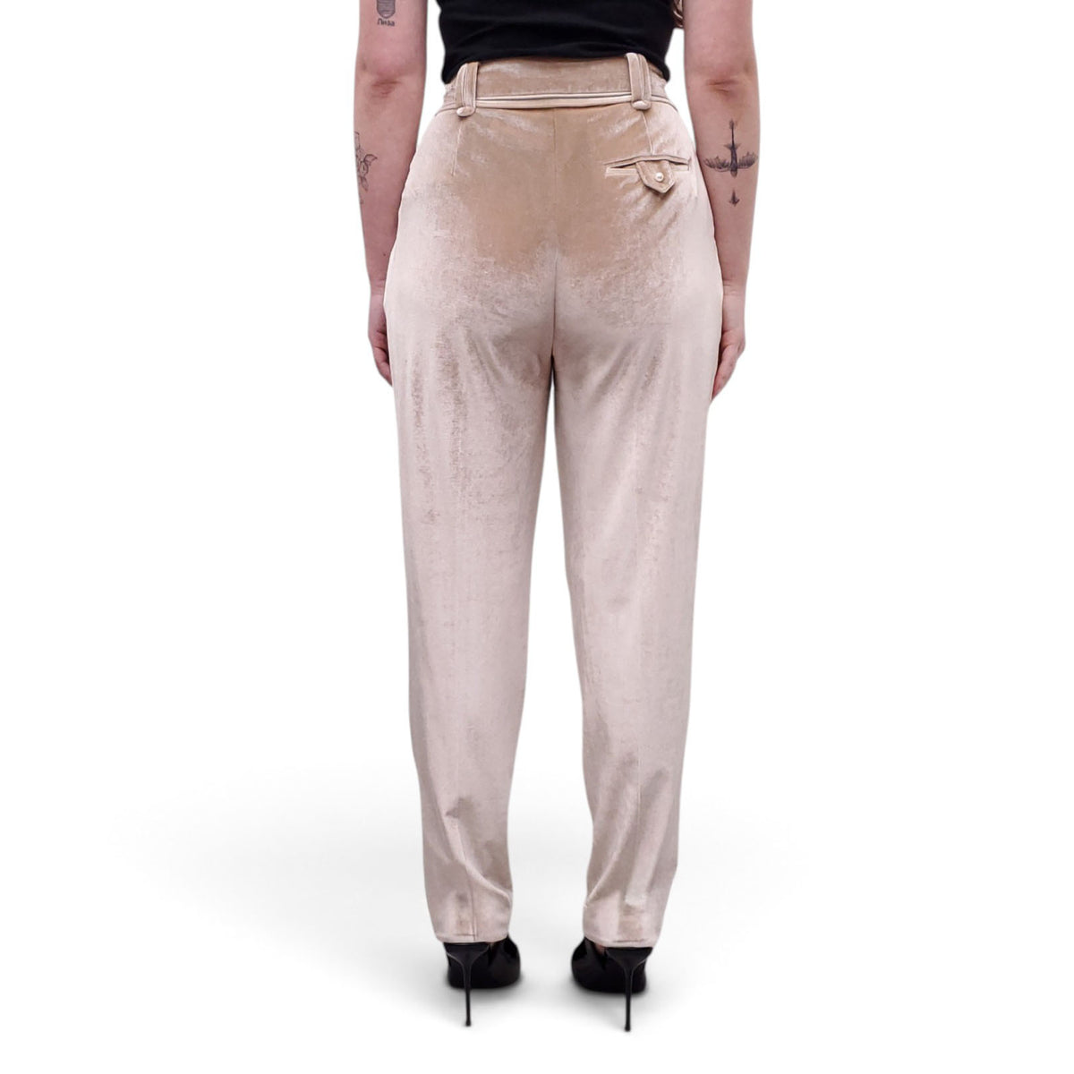 SELF PORTRAIT OFF WHITE TONAL TROUSERS - SIZE 4